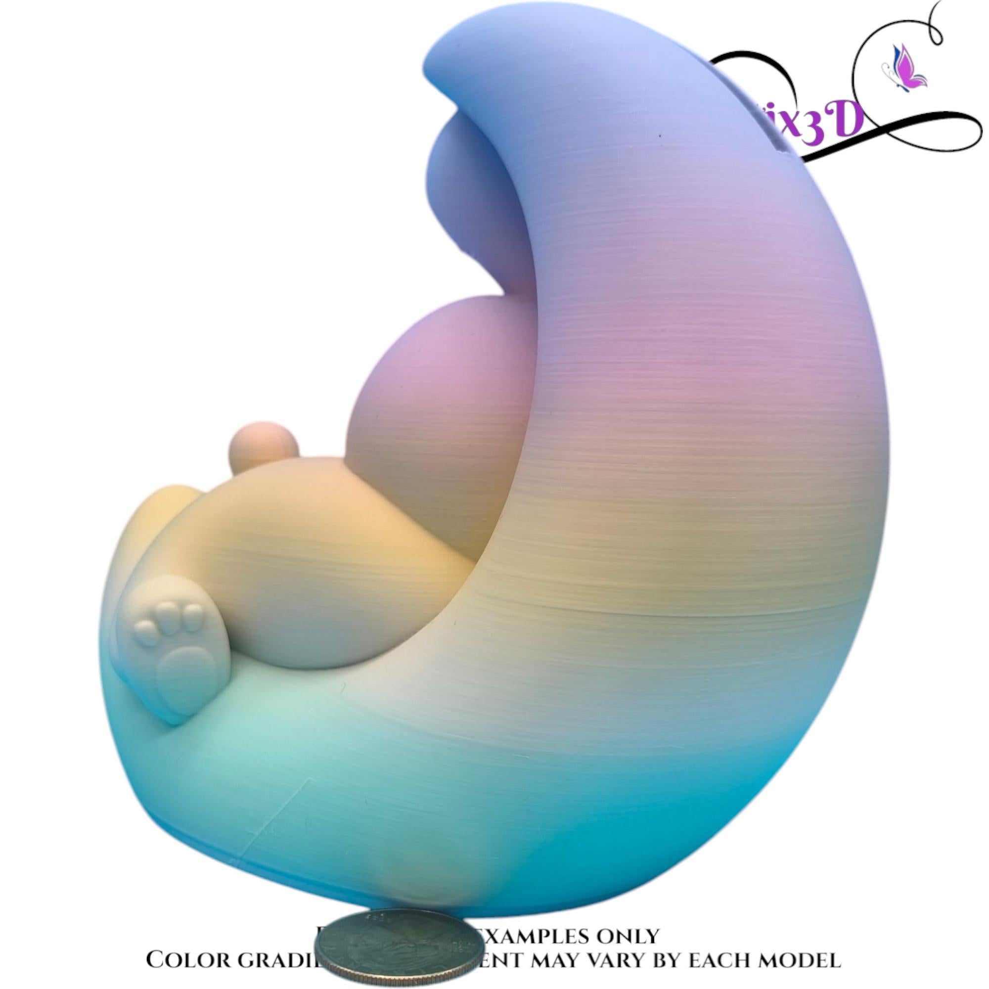 Dreamy Bunny on Crescent Moon Piggy Bank Random Gradient – PLA Plastic Desk Decor & Unique Coin Bank Gift | Authorized Seller Cobotech