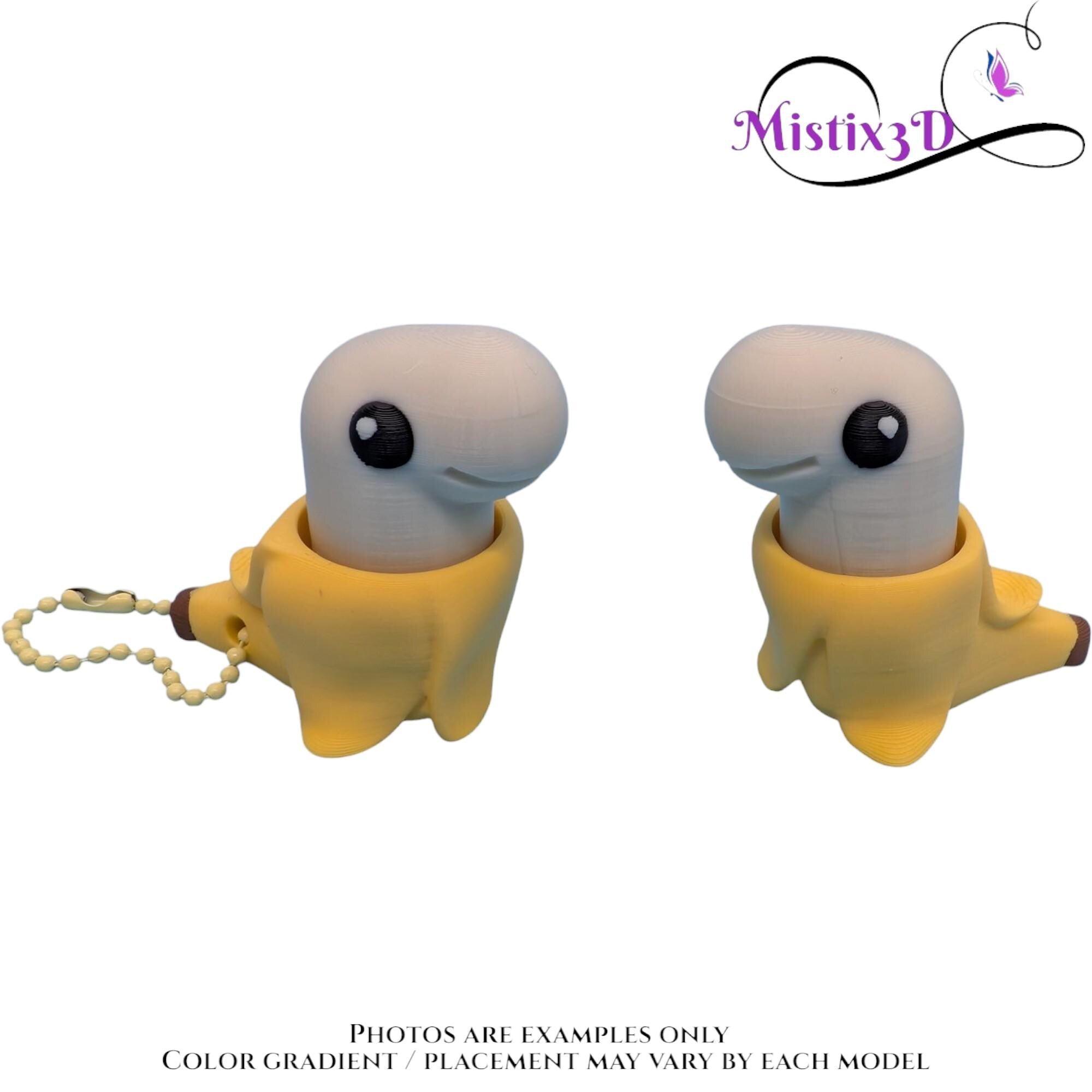 Banana Dinosaur Fidget Clicker Keychain