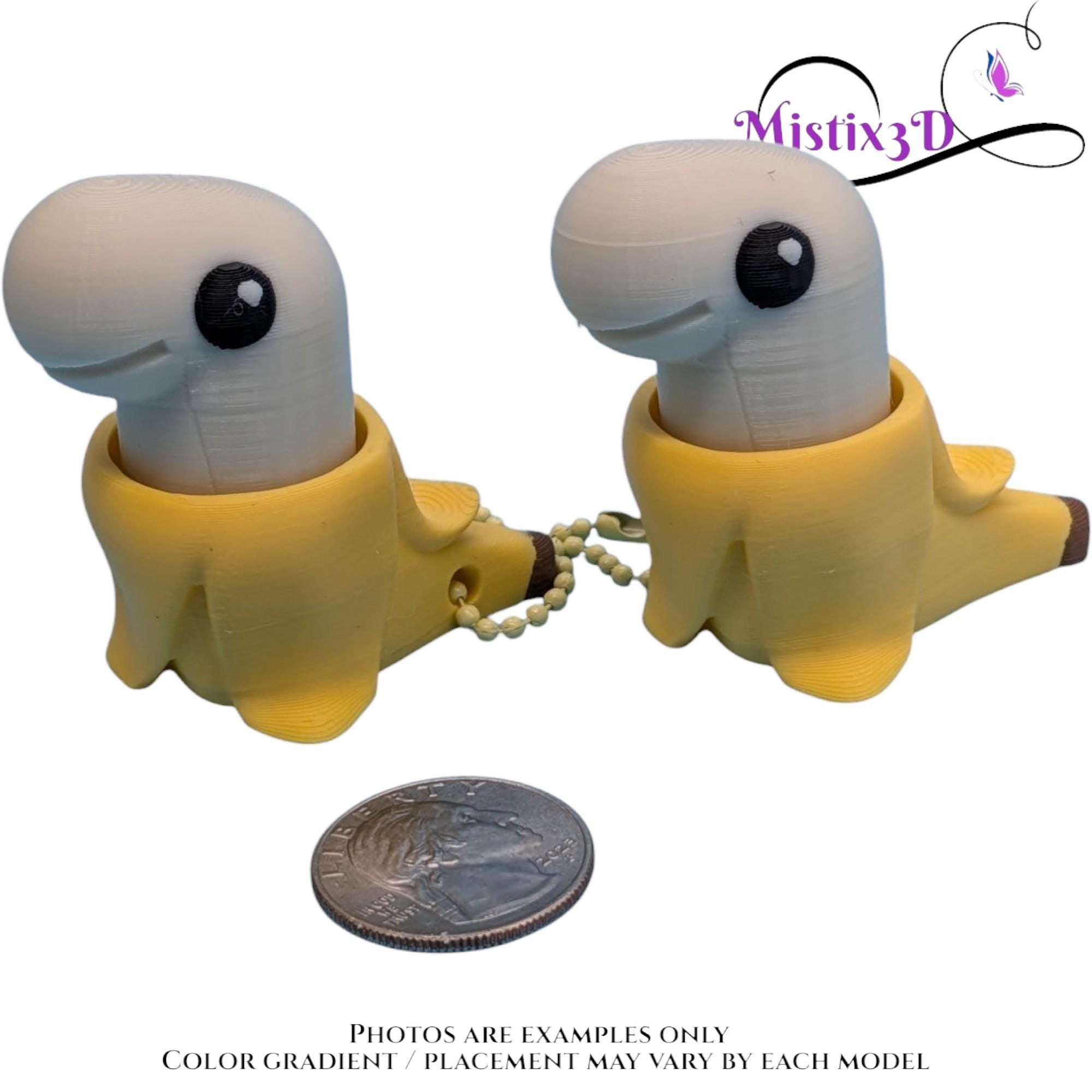Banana Dinosaur Fidget Clicker Keychain