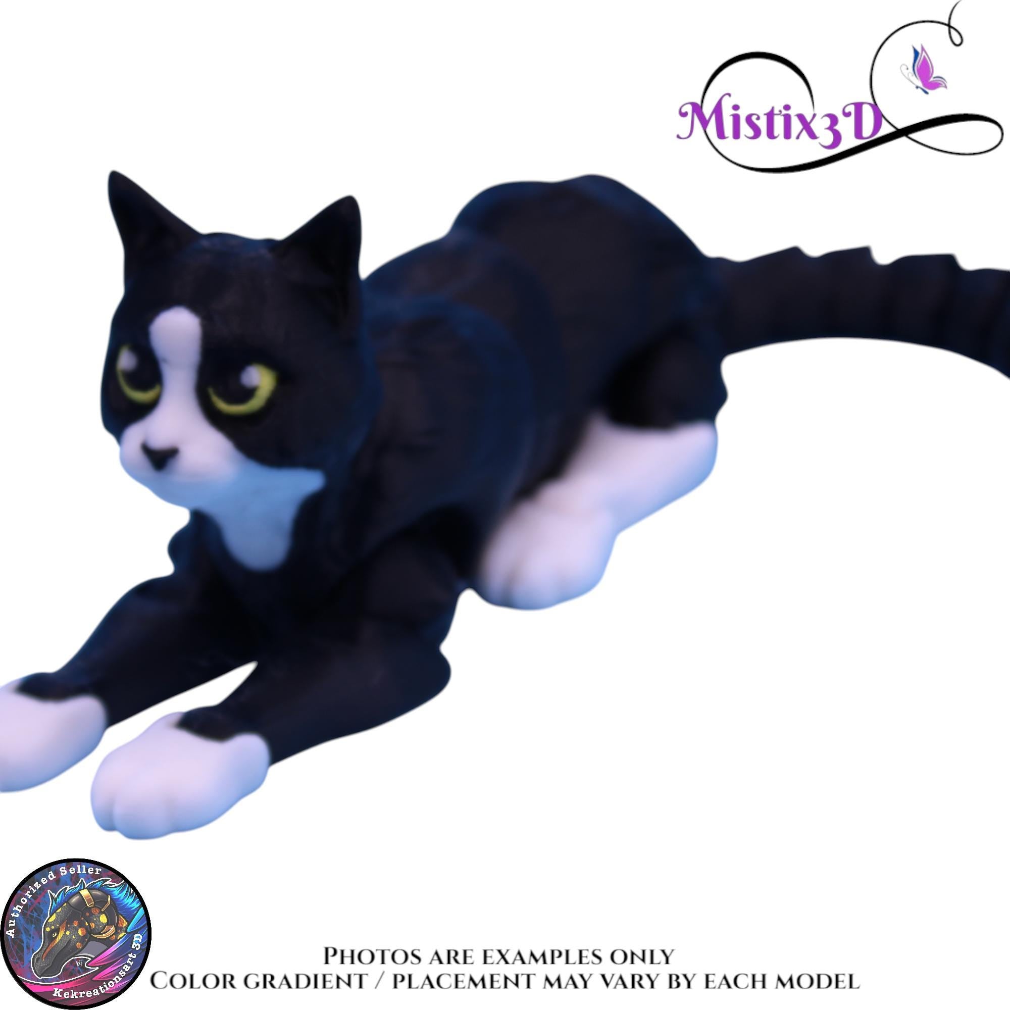 Articulated Black & White Cat 3 Sizes, 3D Printed Poseable Cat Fidget – Authorized Seller of Kekreations