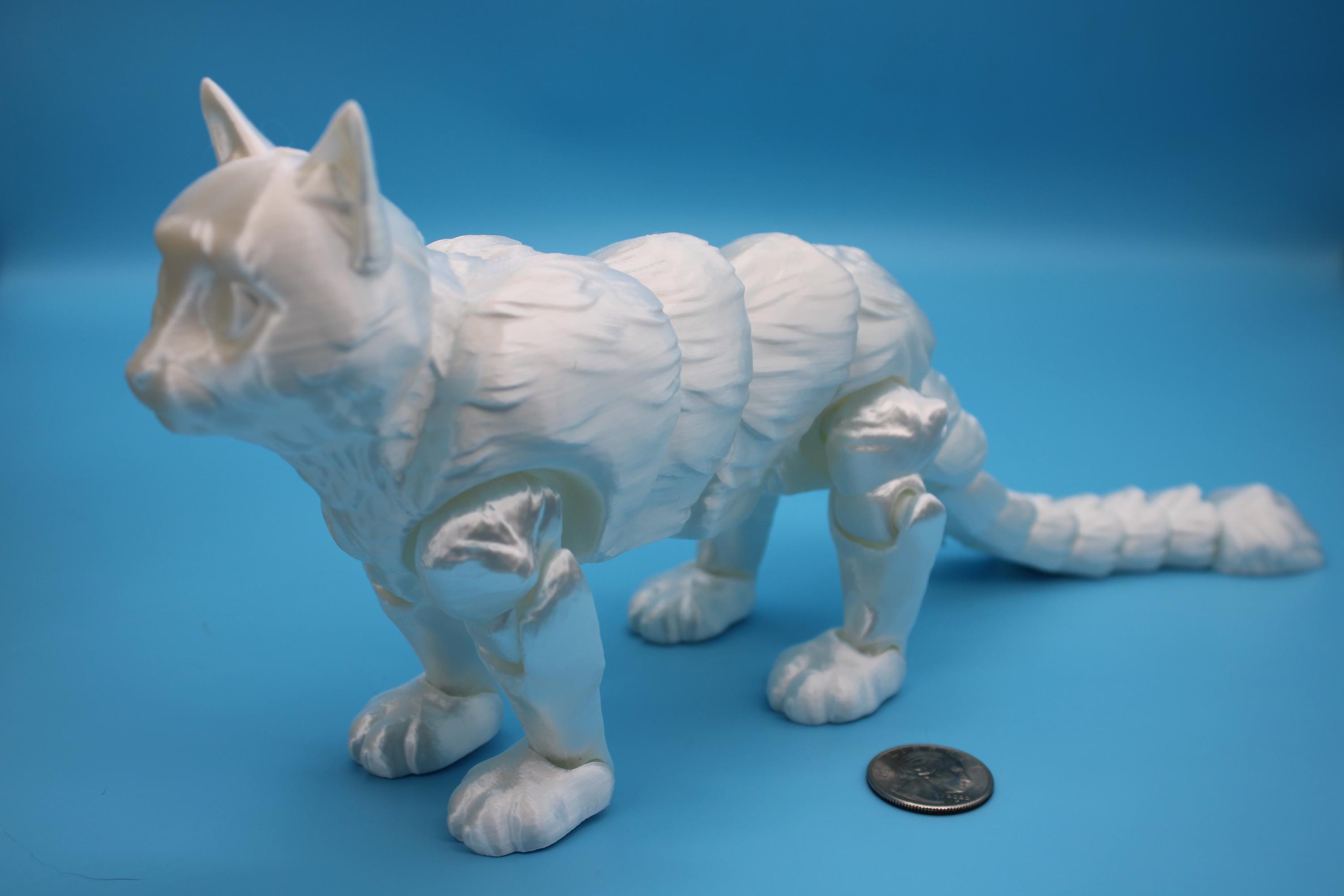 Articulated White Cat 13 Inches – 3D Printed Poseable Cat Toy – Authorized Seller of Kekreations