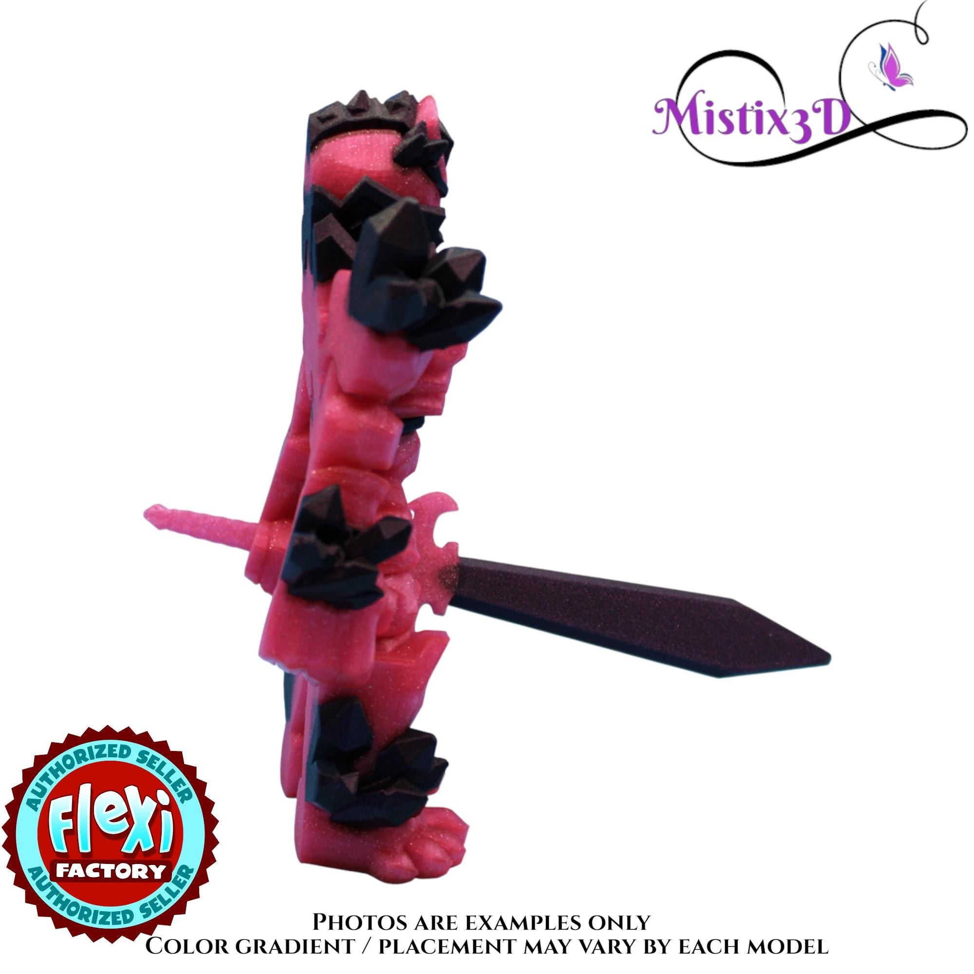 Pink & Purple Crystal Armored Warrior – Flexi Poseable Fantasy Figure | Crystal Knight Toy