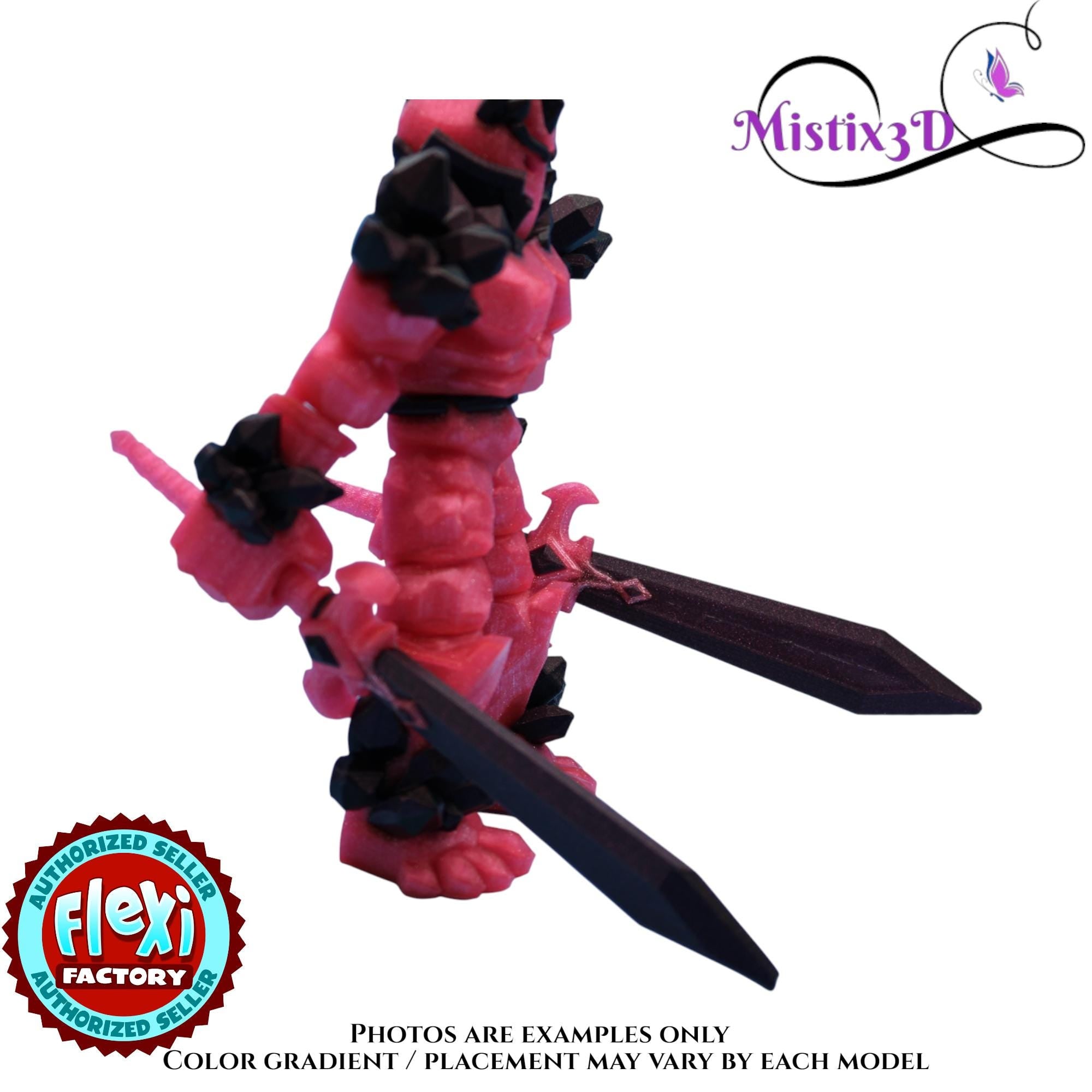 Pink & Purple Crystal Armored Warrior – Flexi Poseable Fantasy Figure | Crystal Knight Toy