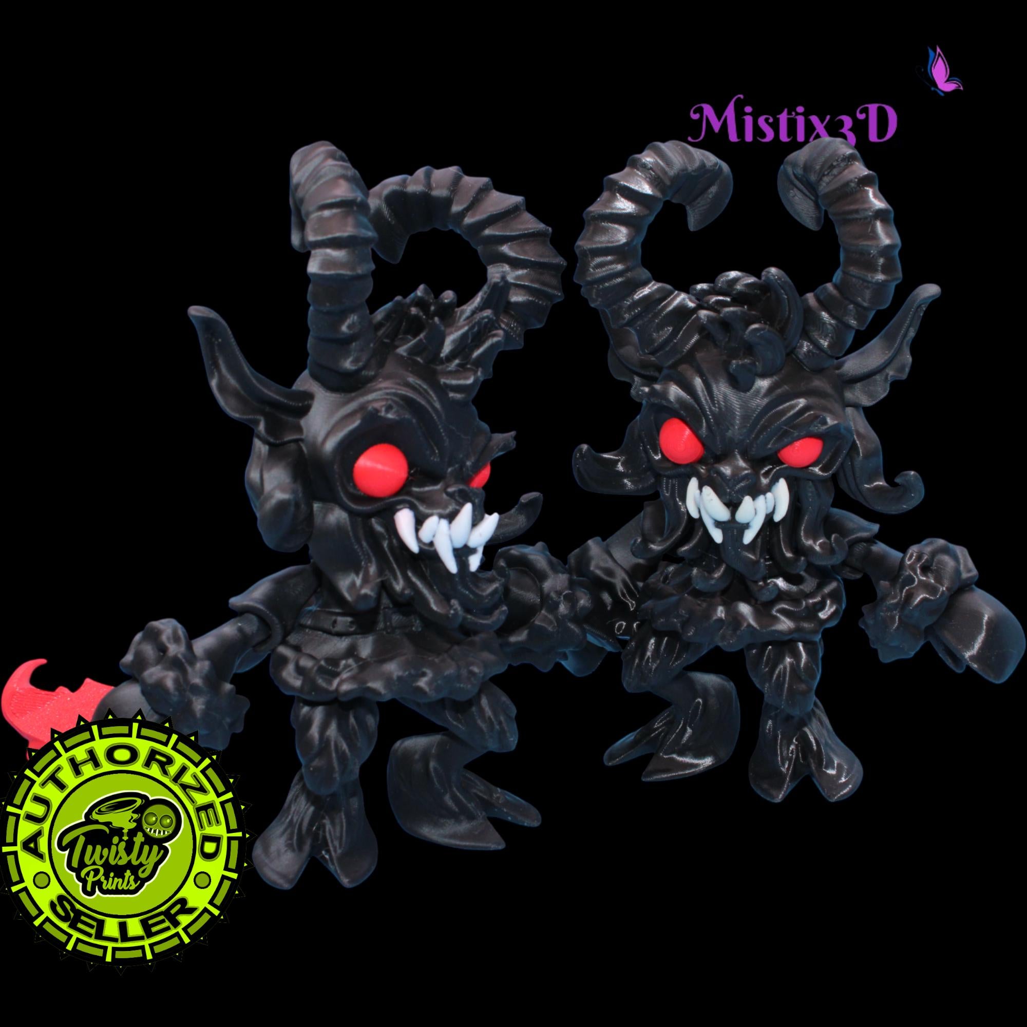 Krampus Fidget with tail, 2 Sizes 3D Printed Poseable – Authorized Seller of Twisty Prints