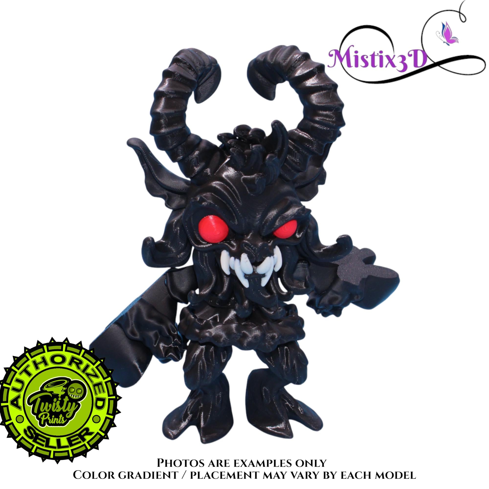 Krampus Fidget with tail, 2 Sizes 3D Printed Poseable – Authorized Seller of Twisty Prints