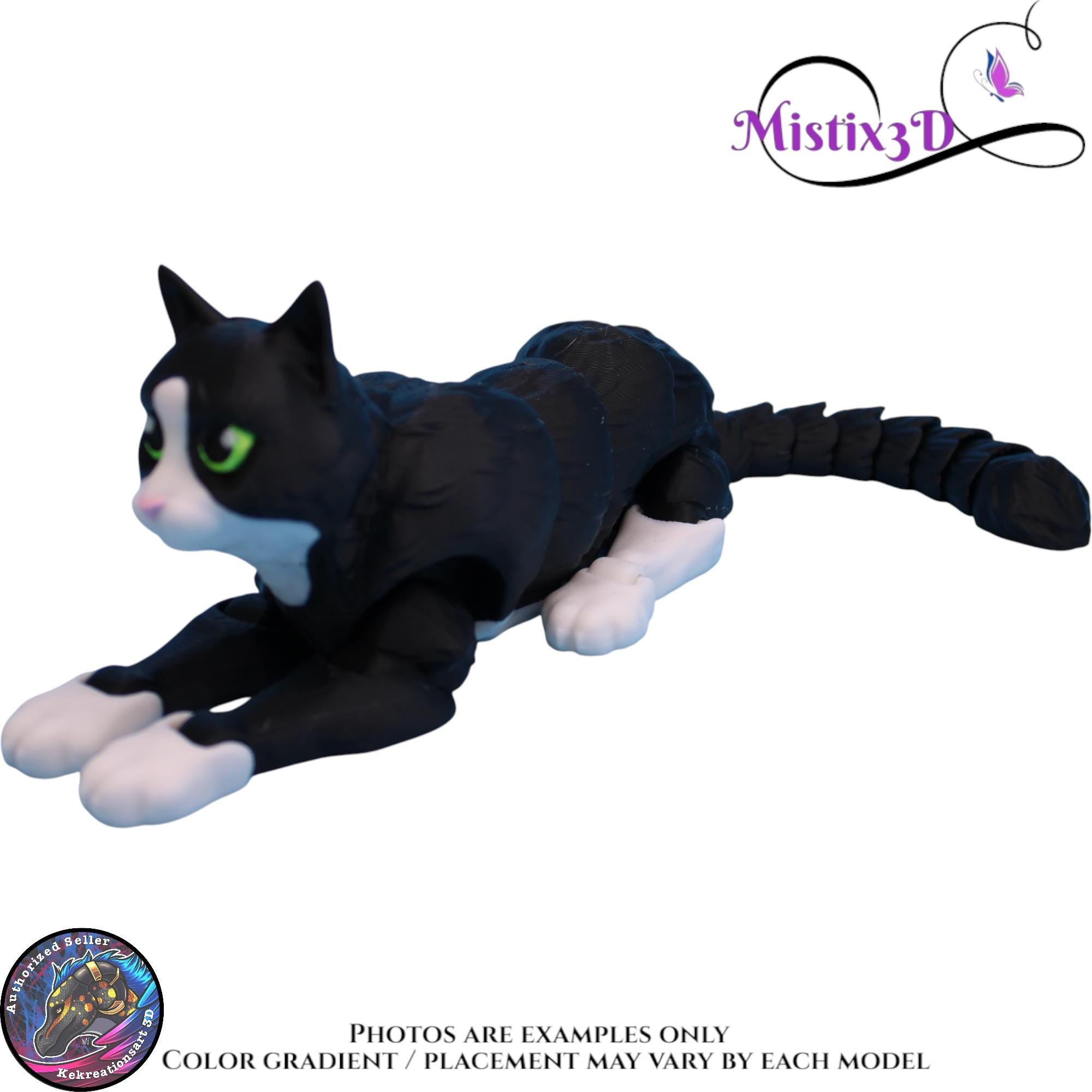 Articulated Black & White Cat 3 Sizes, 3D Printed Poseable Cat Fidget – Authorized Seller of Kekreations