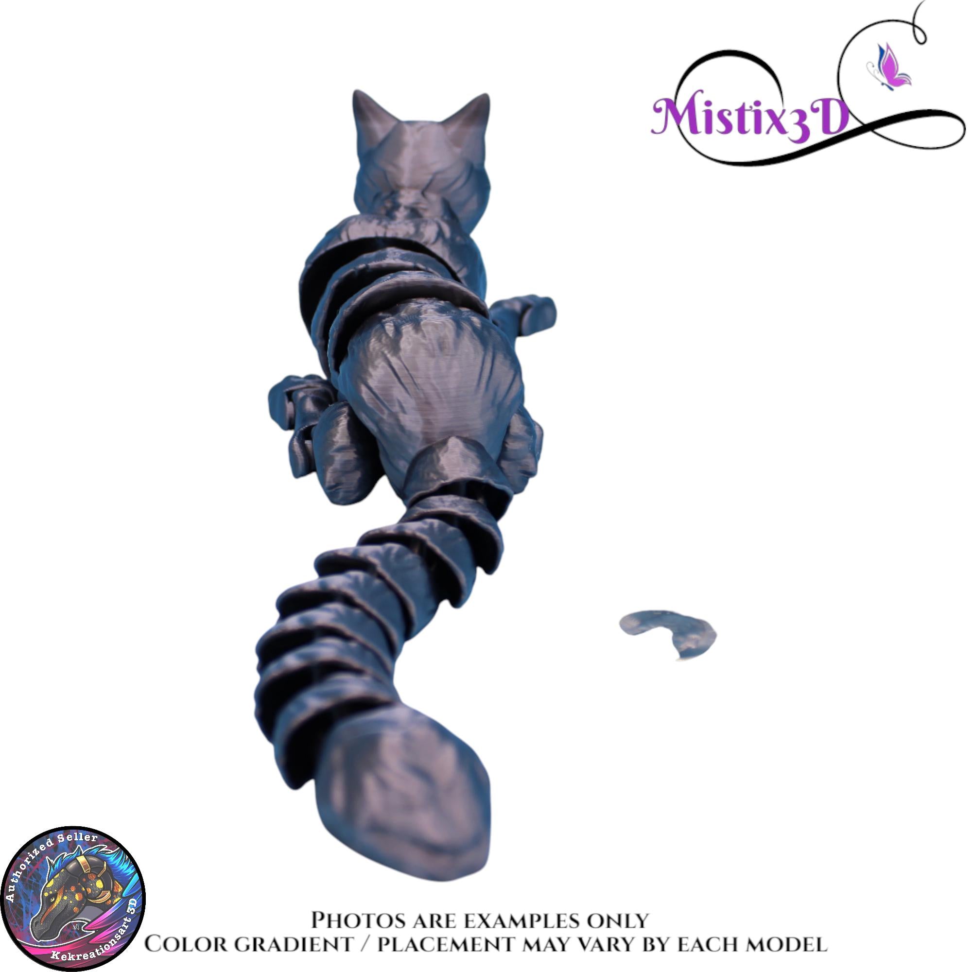 Articulated Grey Cat 3 Sizes– 3D Printed Poseable Cat Toy – Authorized Seller of Kekreations