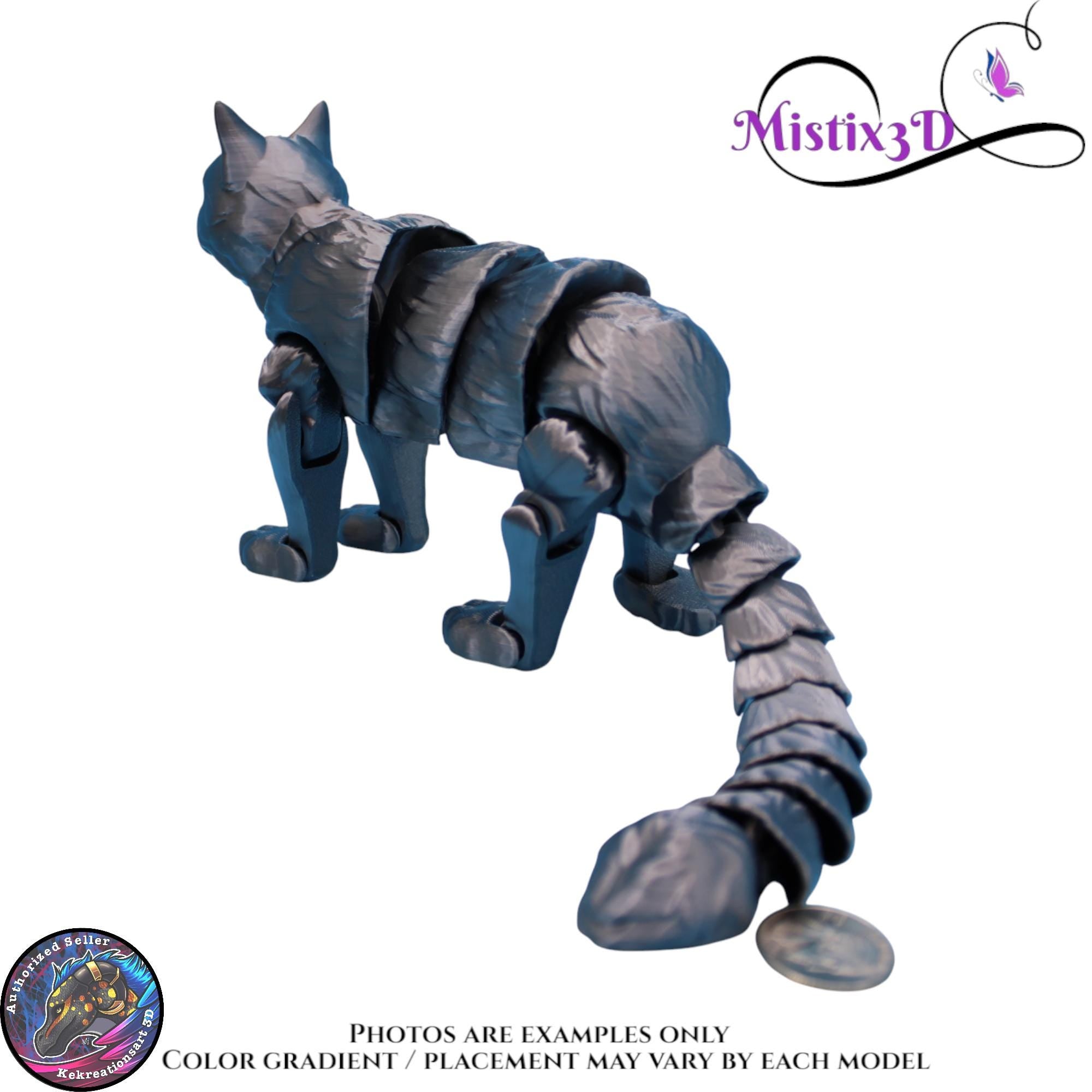 Articulated Grey Cat 3 Sizes– 3D Printed Poseable Cat Toy – Authorized Seller of Kekreations