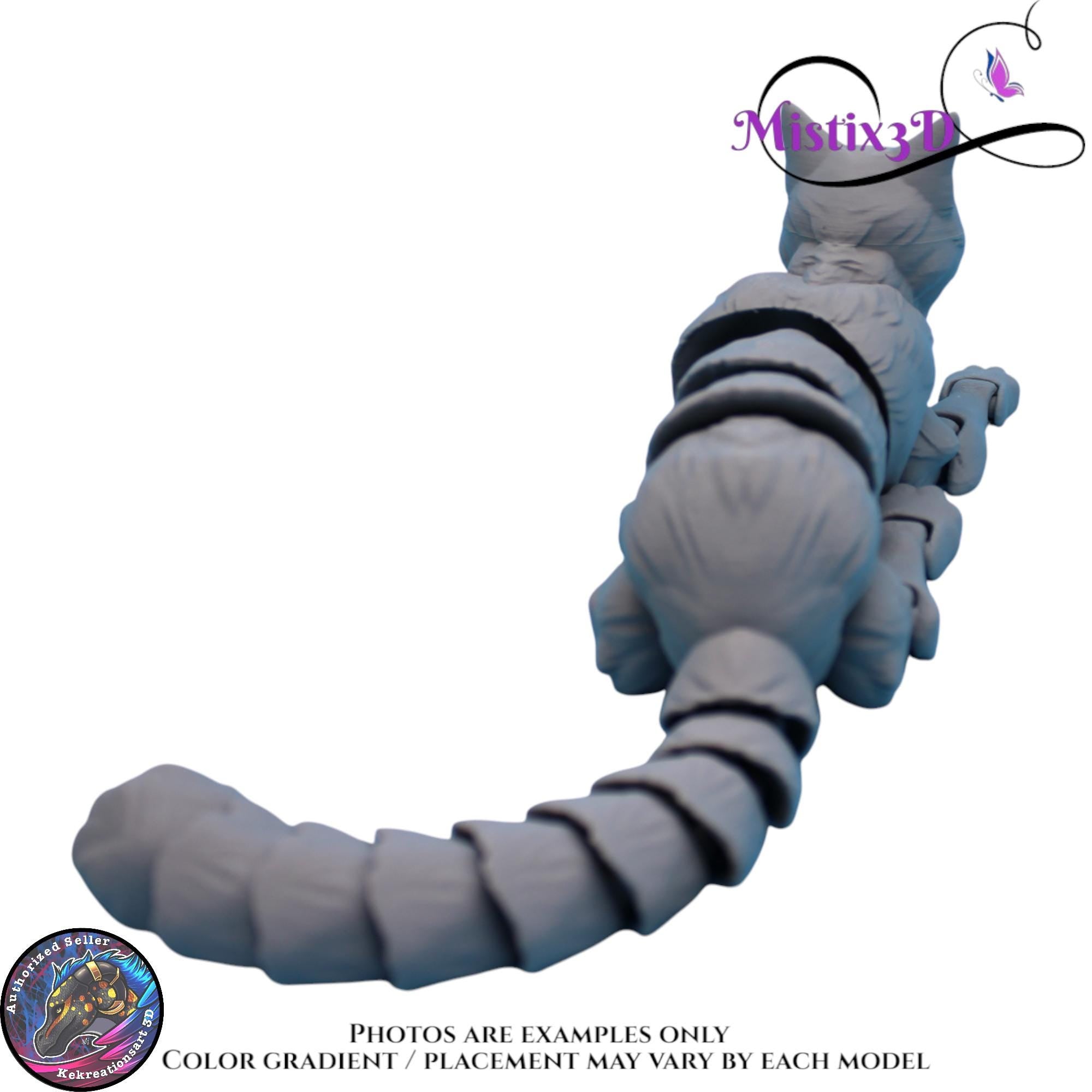 Articulated Grey Cat 3 Sizes – 3D Printed Poseable Cat Toy – Authorized Seller of Kekreations