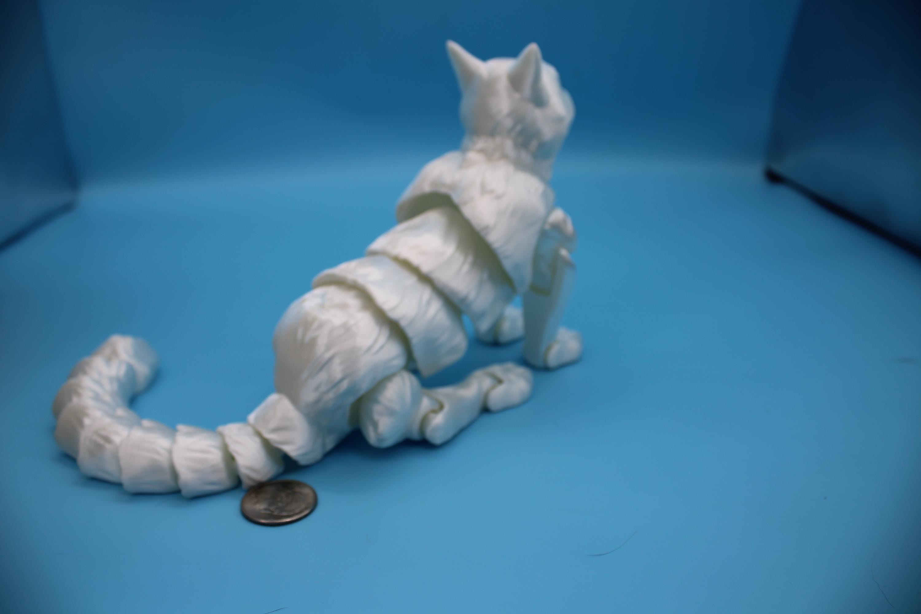 Articulated White Cat 13 Inches – 3D Printed Poseable Cat Toy – Authorized Seller of Kekreations