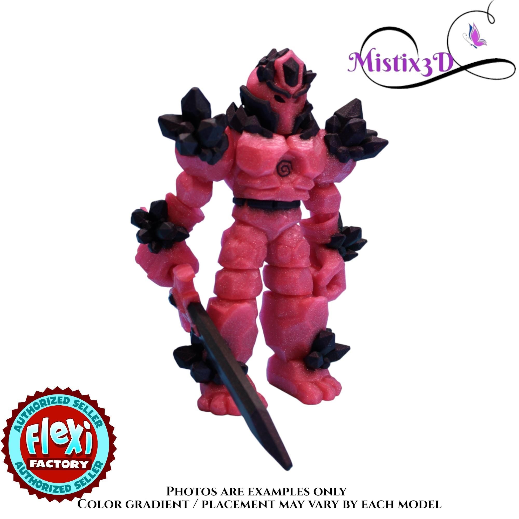 Pink & Purple Crystal Armored Warrior – Flexi Poseable Fantasy Figure | Crystal Knight Toy