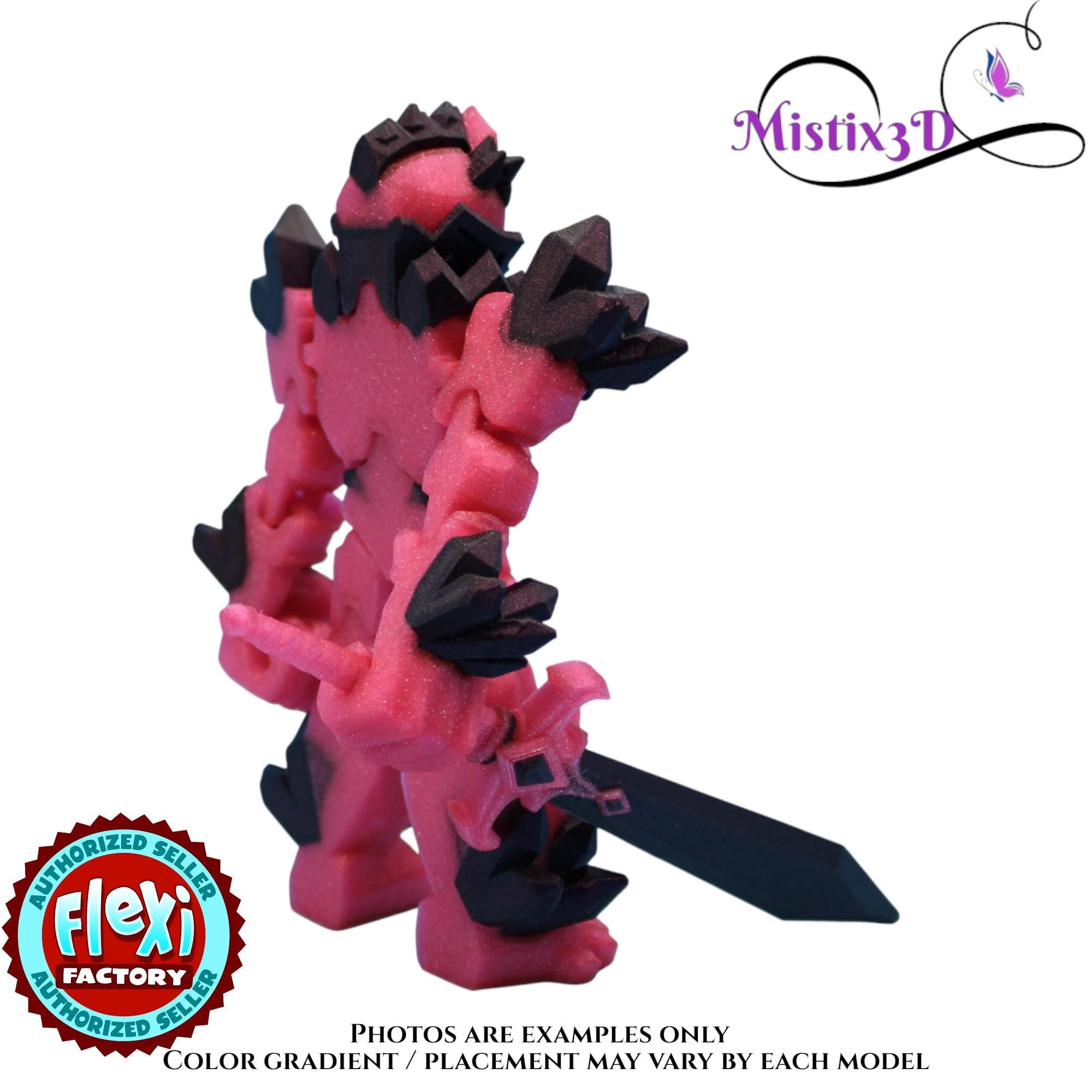 Pink & Purple Crystal Armored Warrior – Flexi Poseable Fantasy Figure | Crystal Knight Toy
