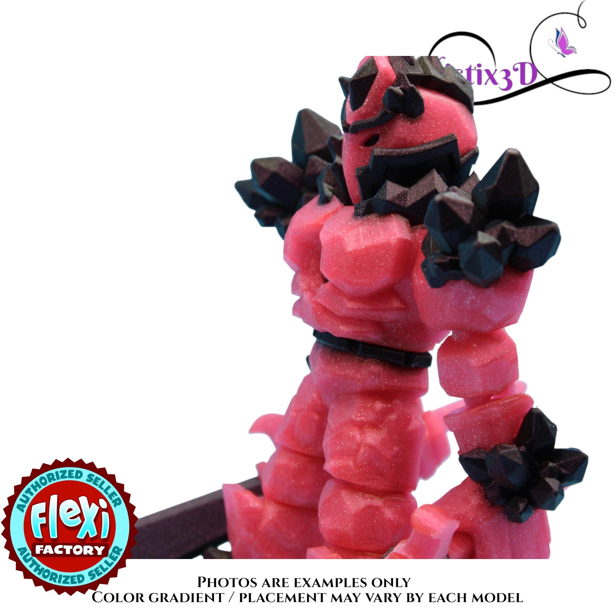 Pink & Purple Crystal Armored Warrior – Flexi Poseable Fantasy Figure | Crystal Knight Toy
