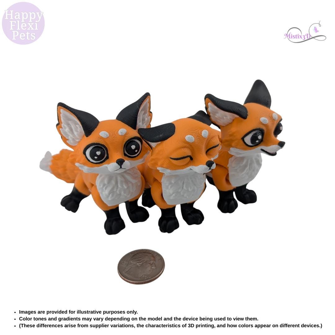 Fox Cub Articulated Flexi 3D Printed – Authorized Seller of Happy Flexi Pets