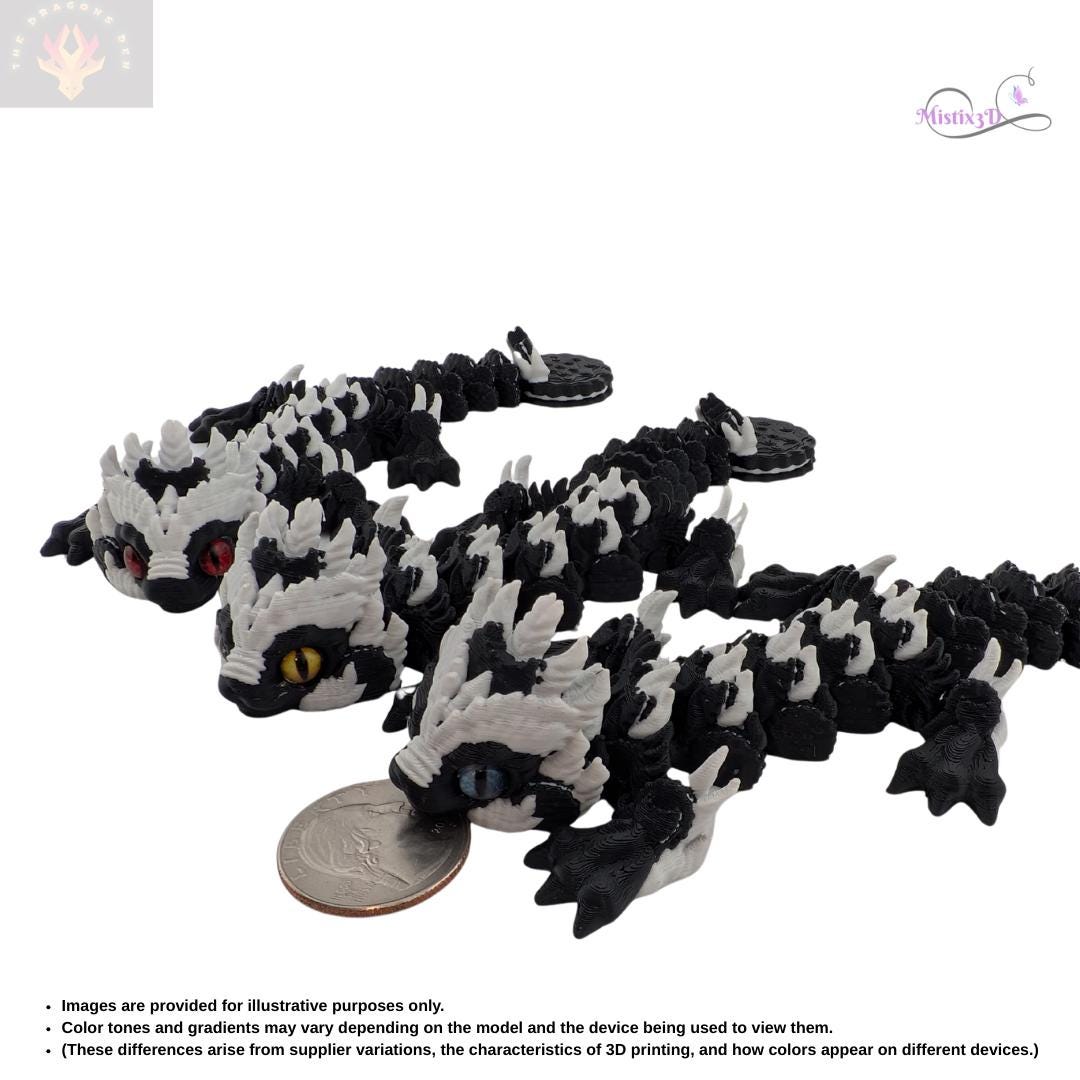 Baby Cookies and Cream Glass Eye Dragon | 3D Printed | Authorized Seller of Dragons Den