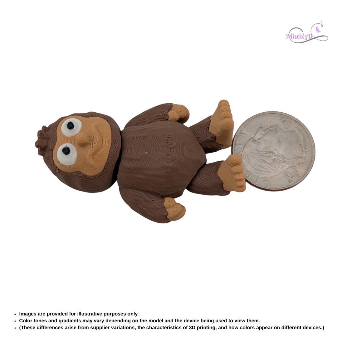 Articulated Sasquatch Figure – 3D Printed Desk Toy, Display Item Authorized Seller of Inplace