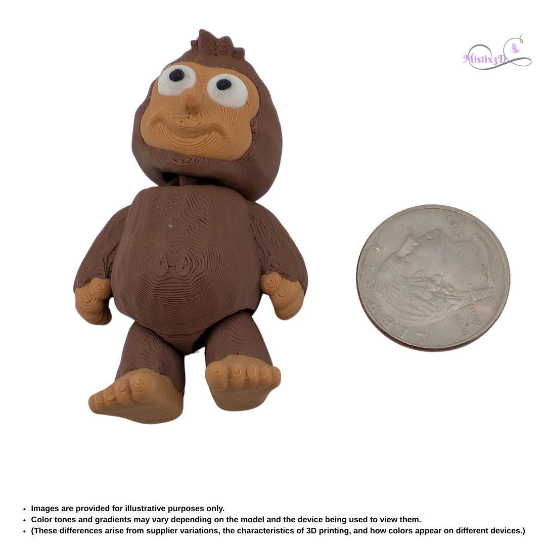 Articulated Sasquatch Figure – 3D Printed Desk Toy, Display Item Authorized Seller of Inplace