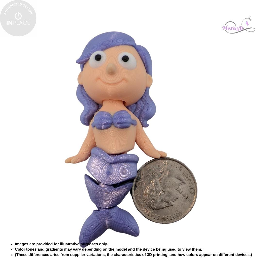 Articulated Mermaid Toy | InPlace Designer, Sensory Play, 3D Printed Figurine