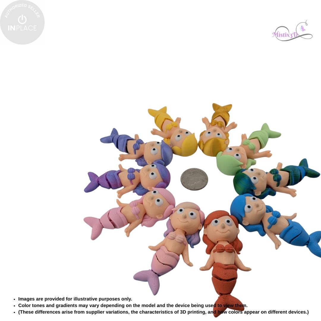 Articulated Mermaid Toy | InPlace Designer, Sensory Play, 3D Printed Figurine