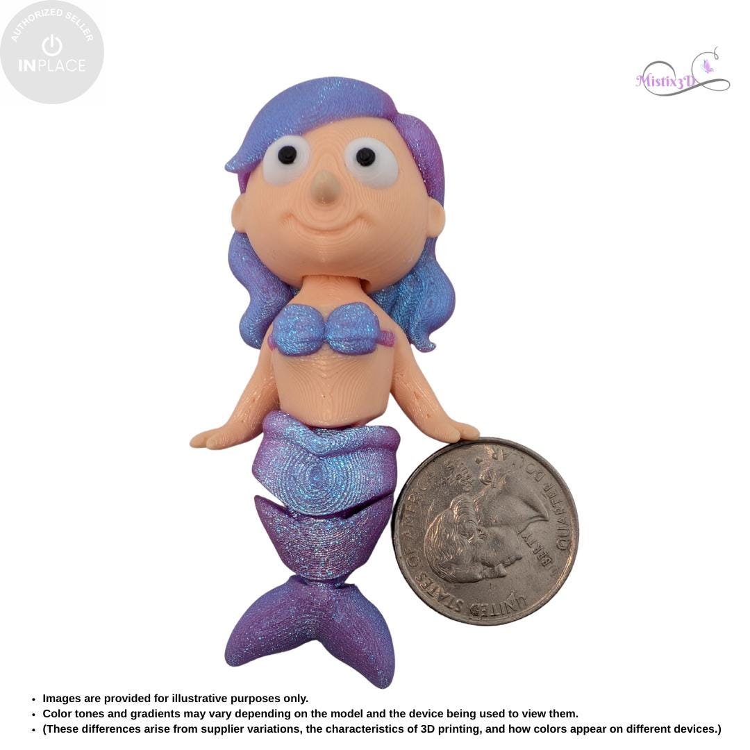 Articulated Mermaid Toy | InPlace Designer, Sensory Play, 3D Printed Figurine