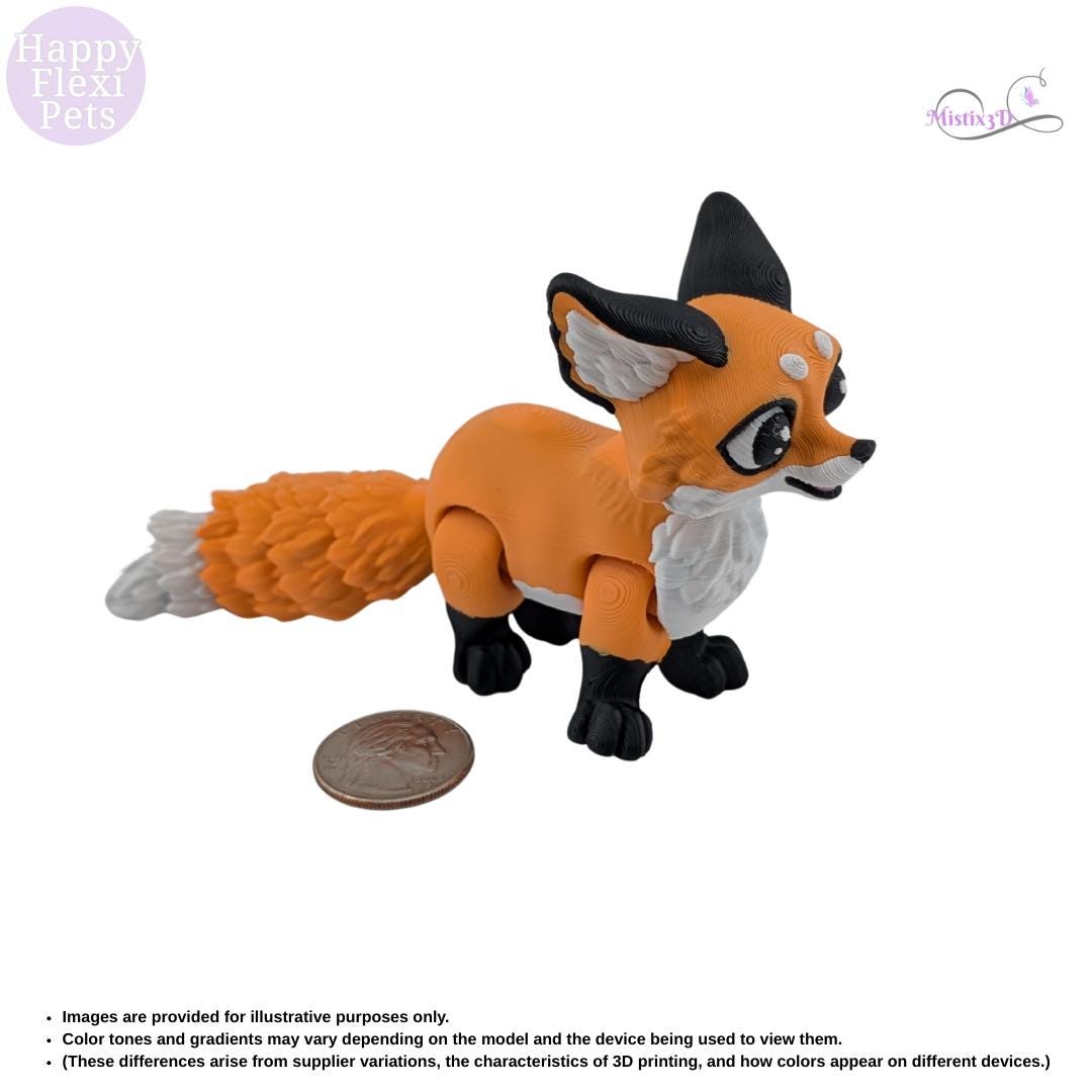 Fox Cub Articulated Flexi 3D Printed – Authorized Seller of Happy Flexi Pets
