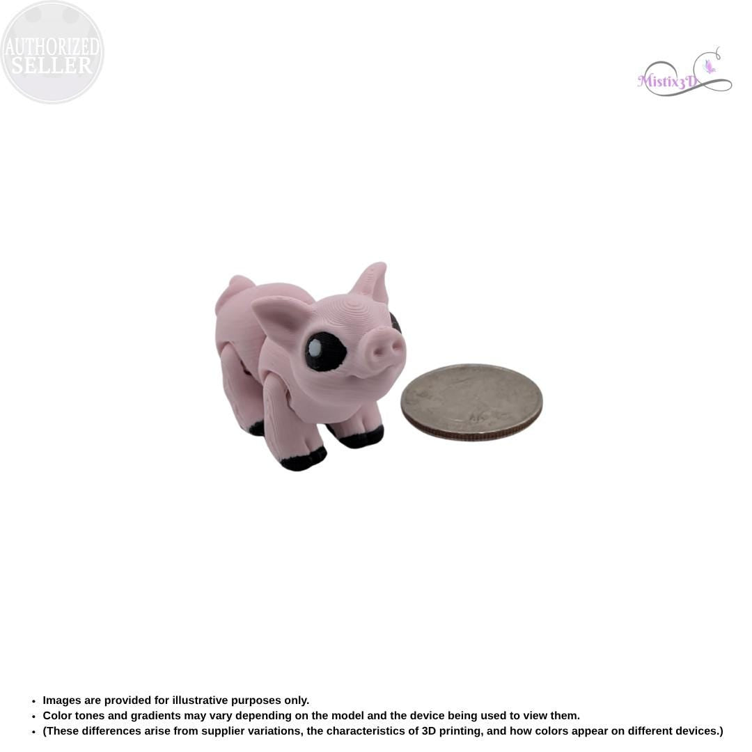 Articulated Piglet 3D Printed Cinderwing3D Fidget Toy Flexible Farm Animal Cute Desk Pet Piggy Figurine