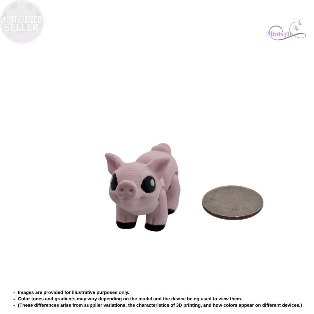 Articulated Piglet 3D Printed Cinderwing3D Fidget Toy Flexible Farm Animal Cute Desk Pet Piggy Figurine