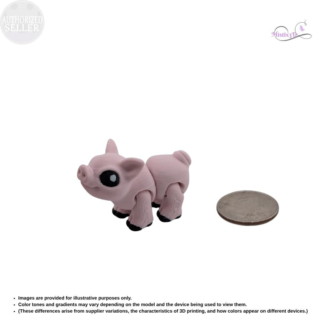 Articulated Piglet 3D Printed Cinderwing3D Fidget Toy Flexible Farm Animal Cute Desk Pet Piggy Figurine