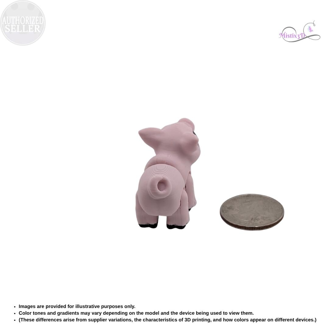 Articulated Piglet 3D Printed Cinderwing3D Fidget Toy Flexible Farm Animal Cute Desk Pet Piggy Figurine