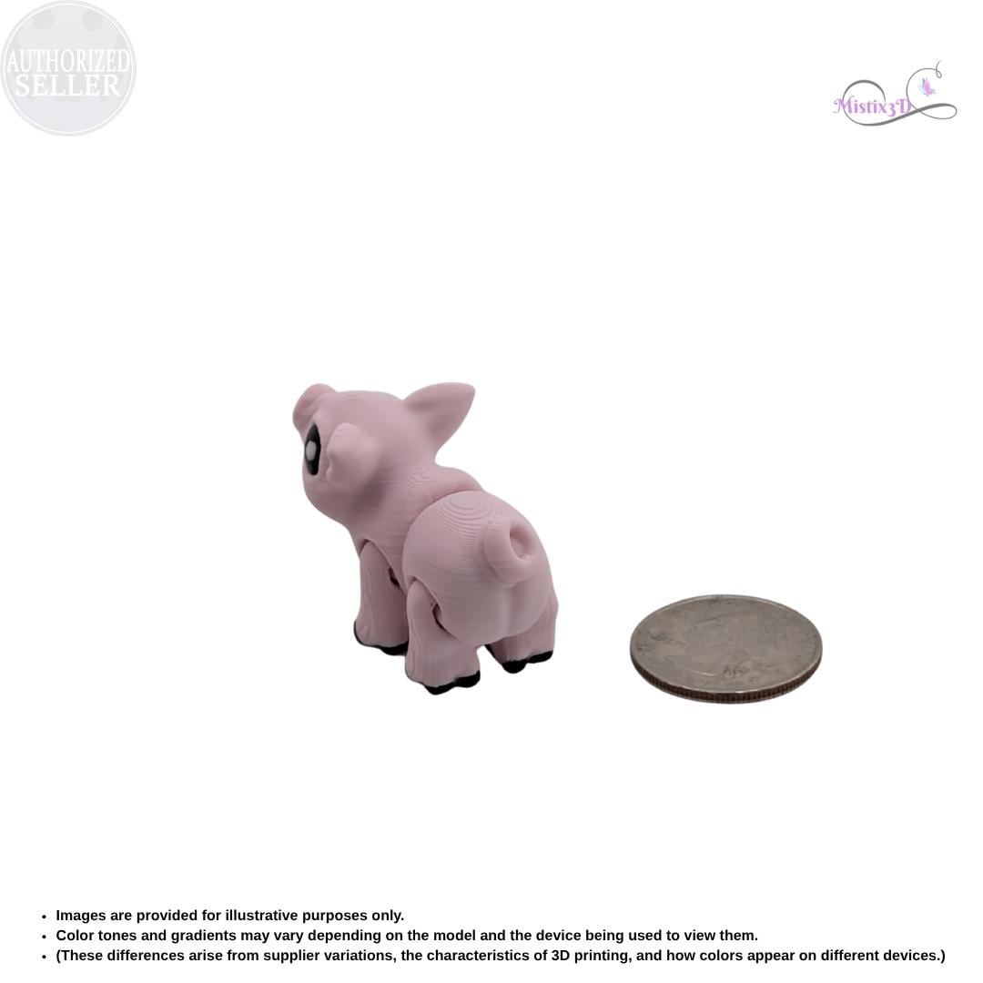 Articulated Piglet 3D Printed Cinderwing3D Fidget Toy Flexible Farm Animal Cute Desk Pet Piggy Figurine