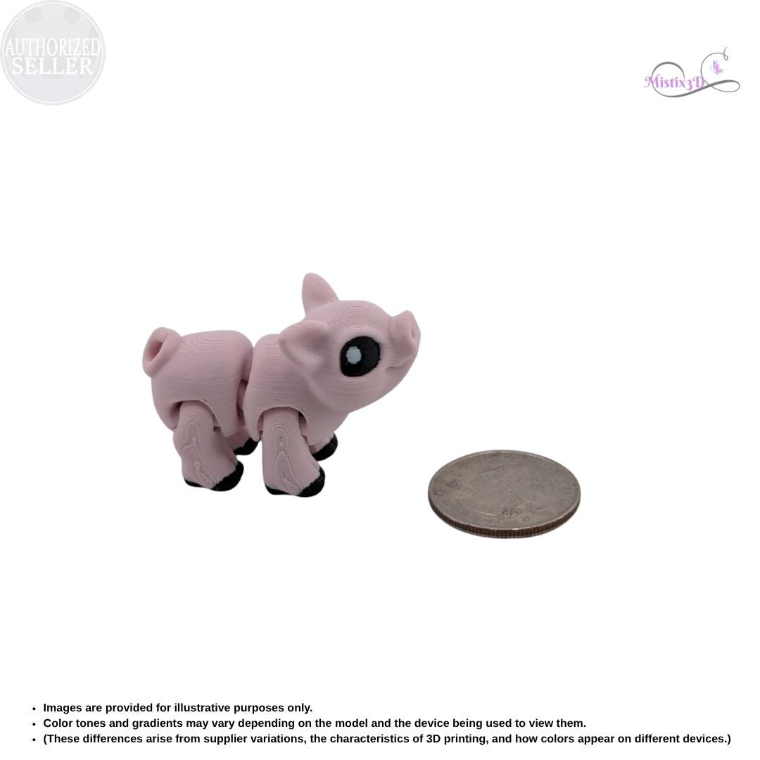 Articulated Piglet 3D Printed Cinderwing3D Fidget Toy Flexible Farm Animal Cute Desk Pet Piggy Figurine