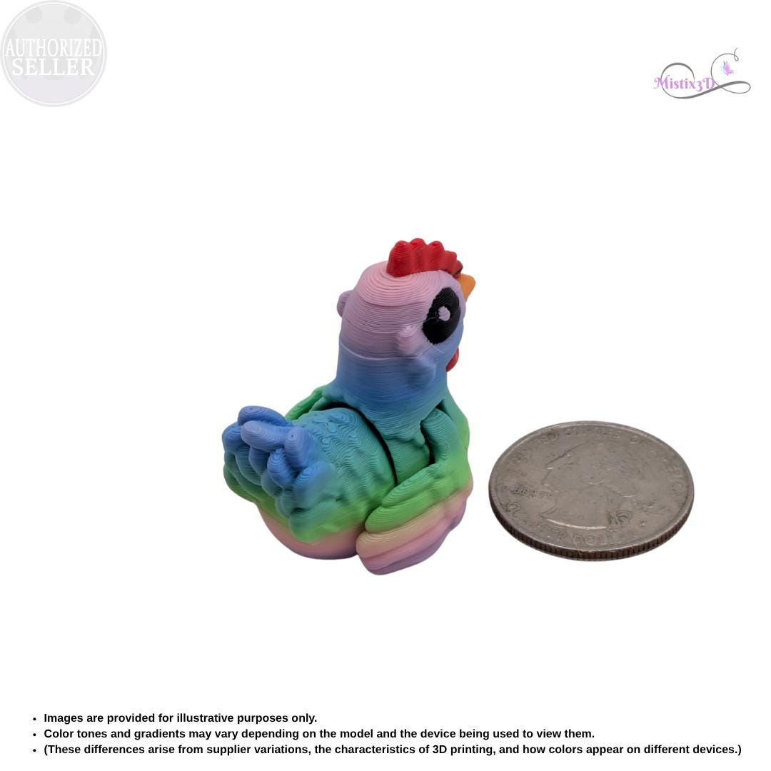 Articulated Chicken Fidget Toy | Random Gradient | 3d printed | Authorized Seller Cinderwing