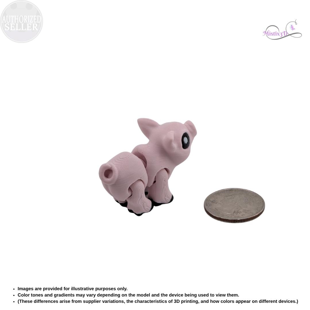 Articulated Piglet 3D Printed Cinderwing3D Fidget Toy Flexible Farm Animal Cute Desk Pet Piggy Figurine