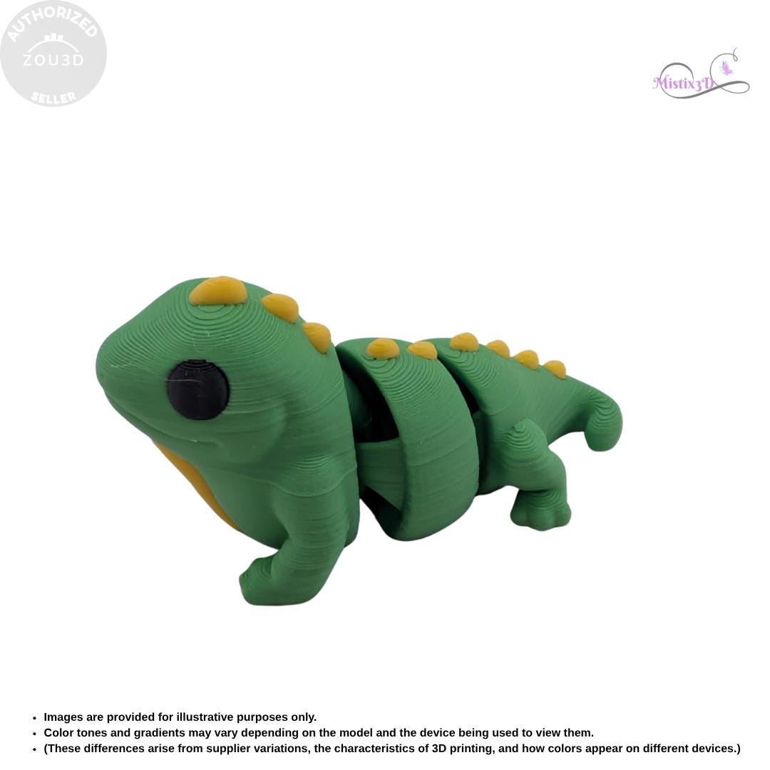 Articulated Baby Lizard 3D Printed ZOU3D Fidget Toy Flexible Reptile Gecko Figurine Desk Pet