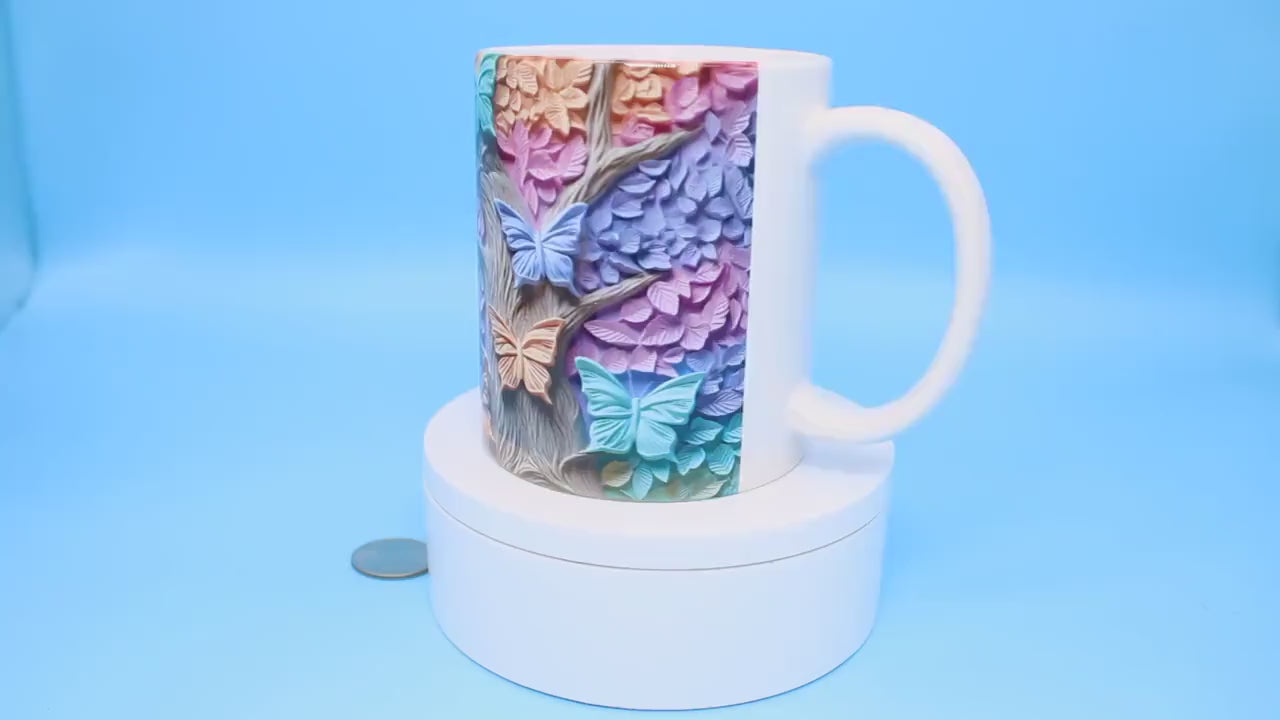 Pastel Butterfly Ceramic Mug - Hot chocolate | Coffee | Hot Tea 11 0z. Perfect gift!