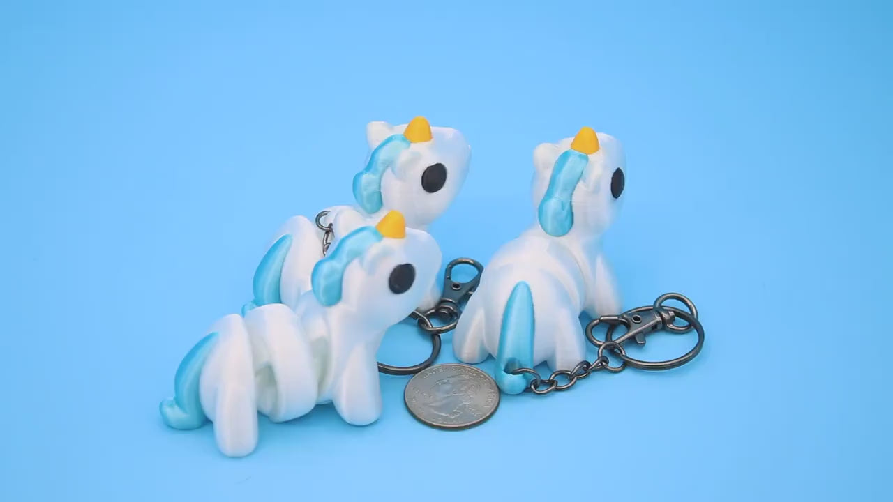 Unicorn, Yellow & Blue, 3 variations available, including keychain | 3D Printed