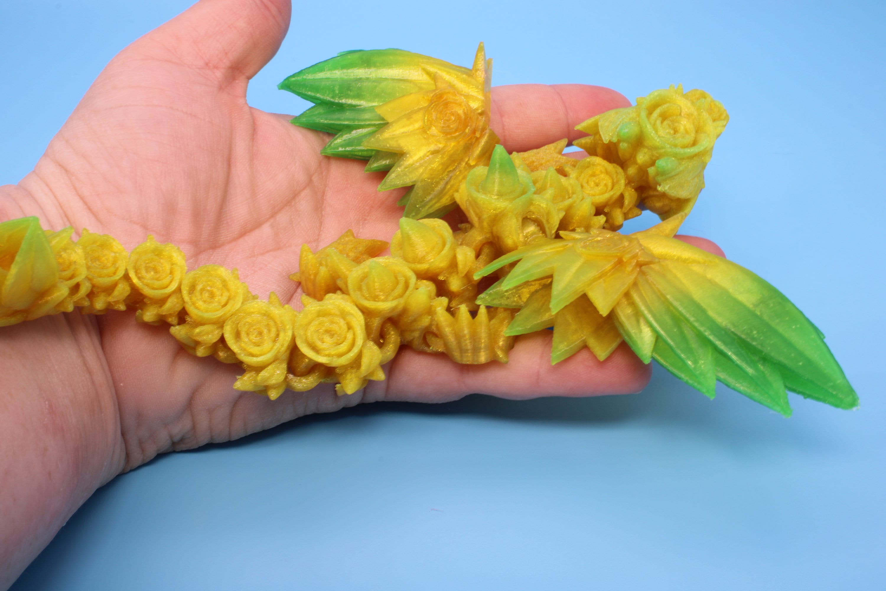 Flexible Miniature Baby Rose Wing Dragon | Rainbow | 3D printed articulating Toy Fidget | Flexi Toy 8.5 in. head to tail | Stress Relief.