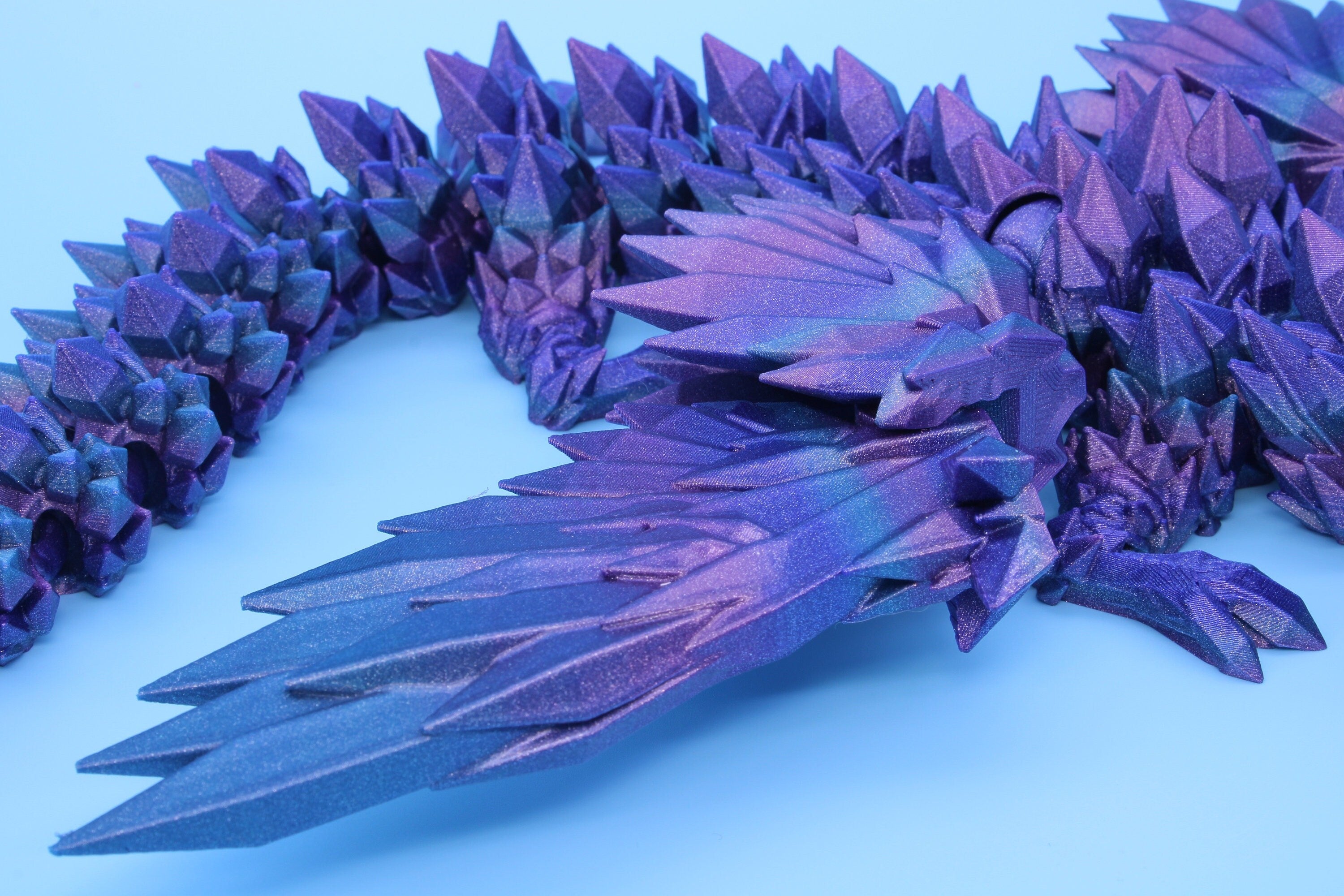 EDIT 18 in. Multi Color Crystal Winged Dragon | Crystal Wing Dragon 3D printed | Articulating Dragon Fidget Toy | Flexi Toy | Stress Relief