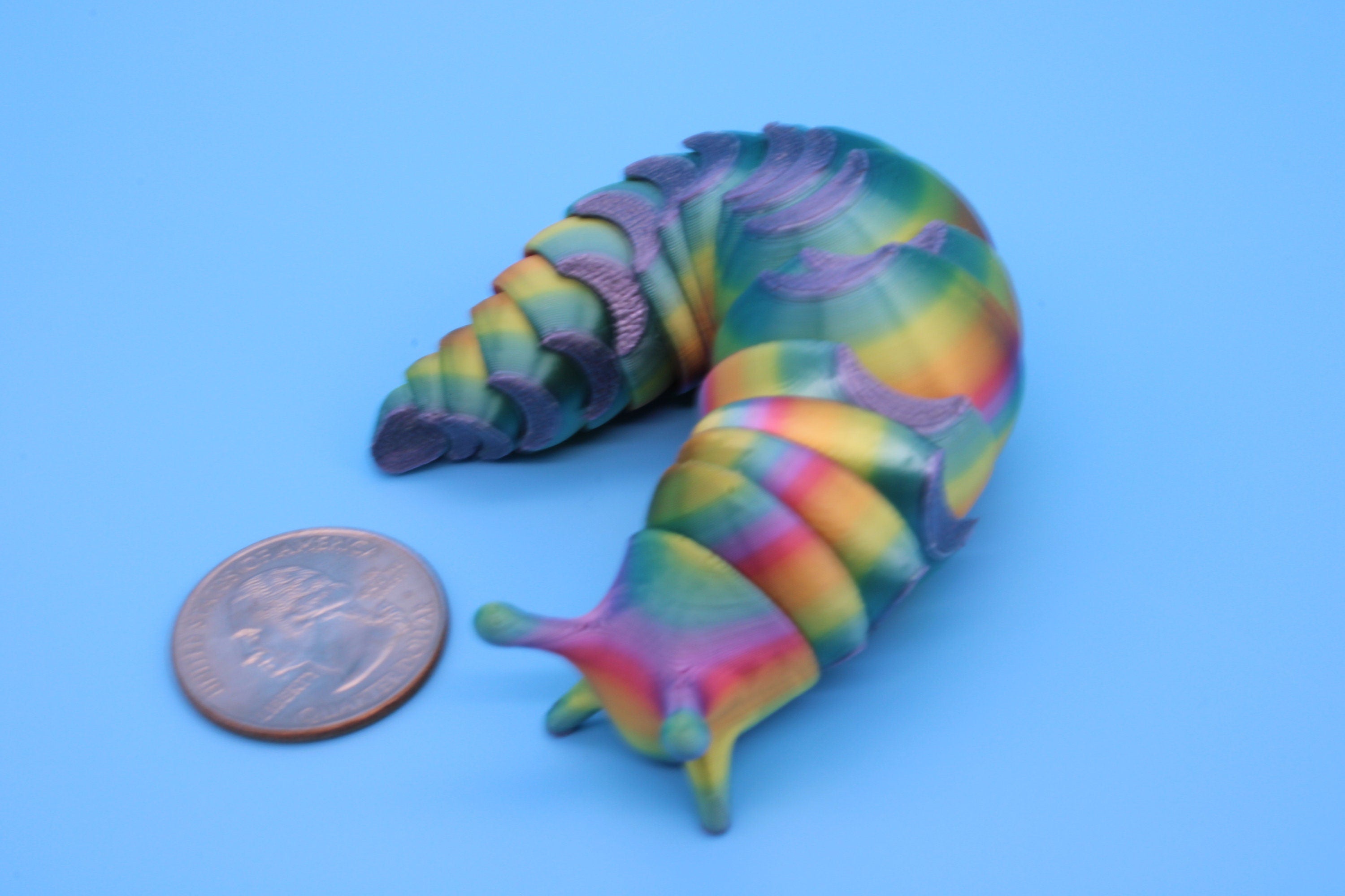 Flexi Slug | 4 in. Cute Slug | 3D printed articulating Slug | Flexi Toy | Stress Relief, Gift.