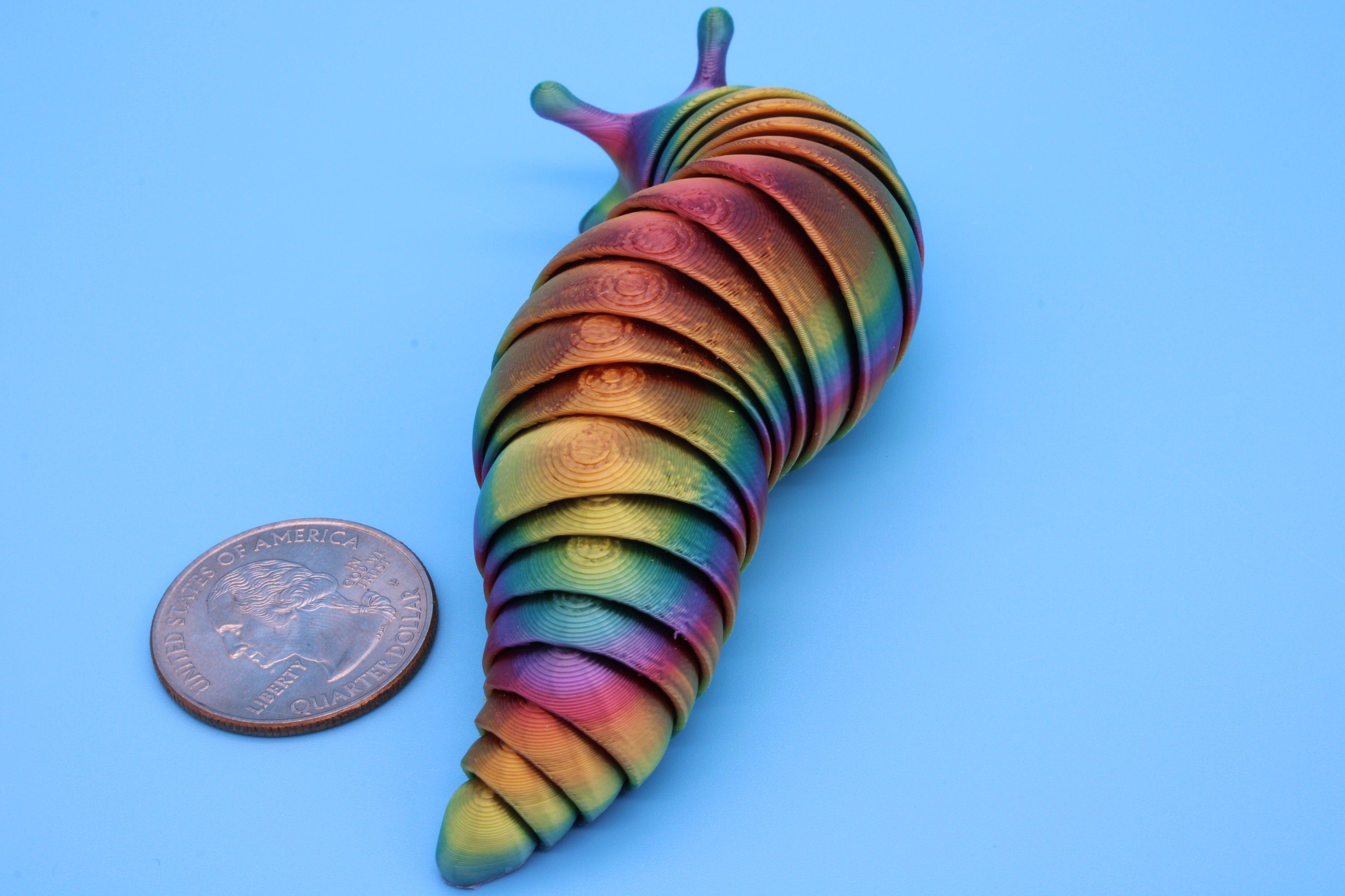 Flexi Slug | 4 in. Cute Slug | 3D printed articulating Slug | Flexi Toy | Stress Relief, Gift.