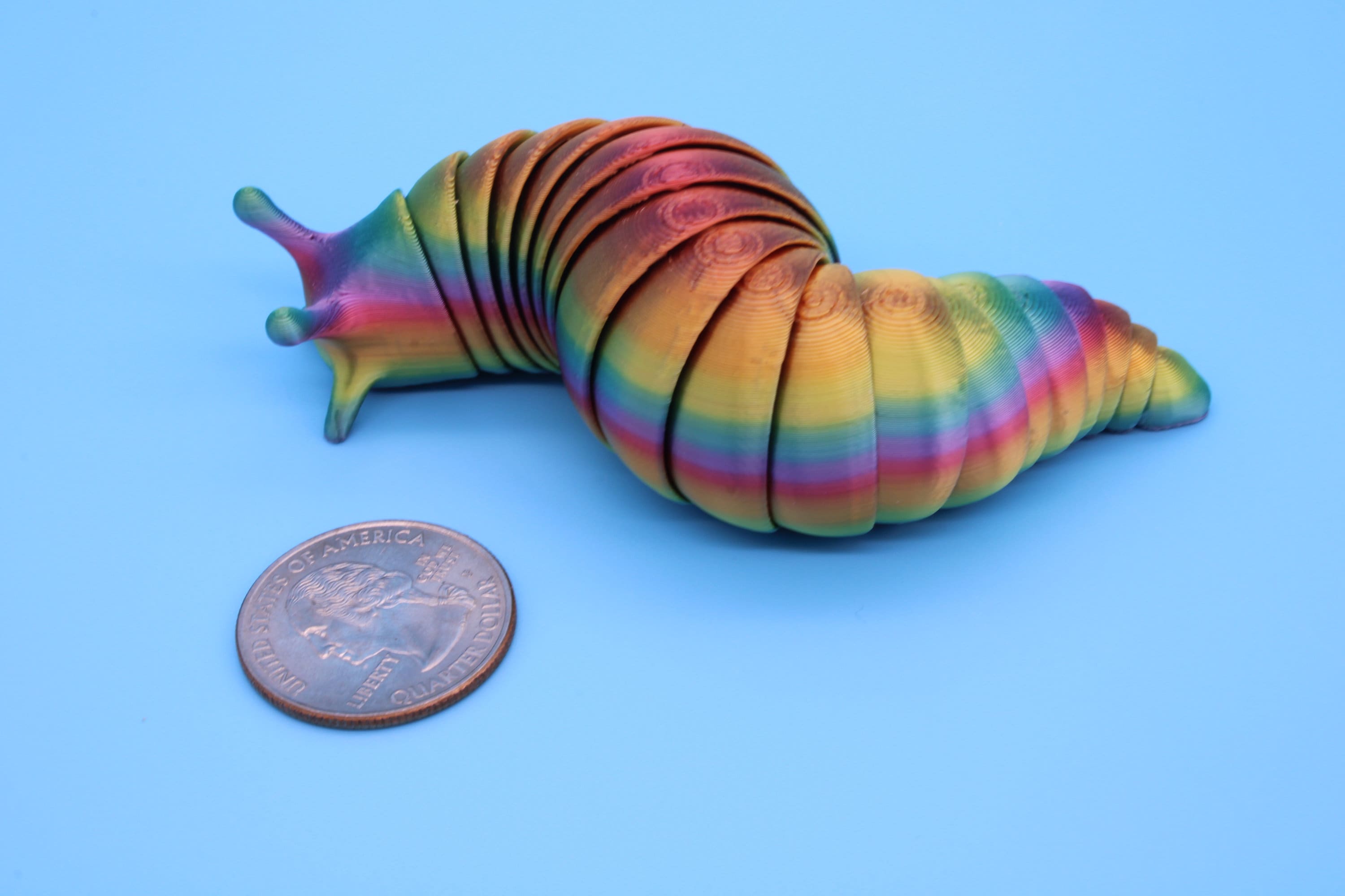 Flexi Slug | 4 in. Cute Slug | 3D printed articulating Slug | Flexi Toy | Stress Relief, Gift.