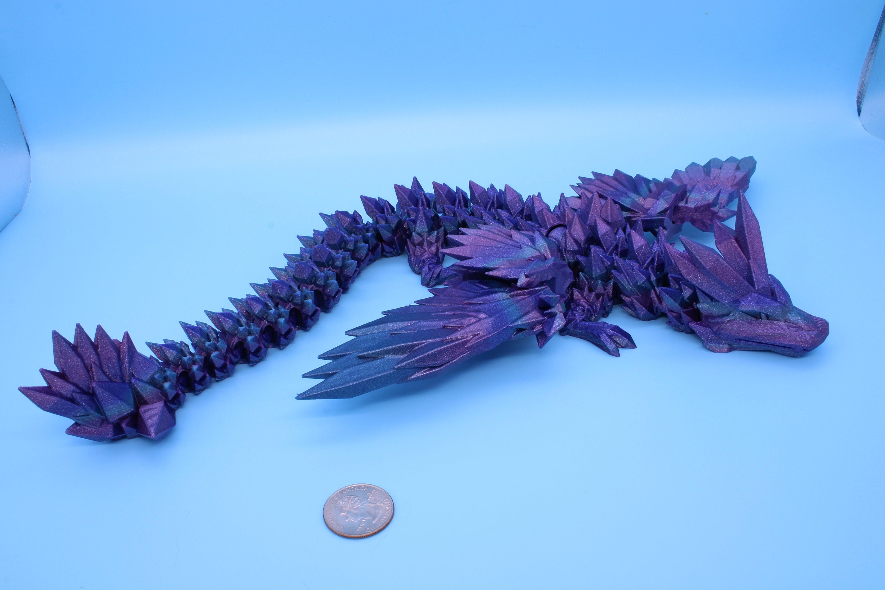 EDIT 18 in. Multi Color Crystal Winged Dragon | Crystal Wing Dragon 3D printed | Articulating Dragon Fidget Toy | Flexi Toy | Stress Relief