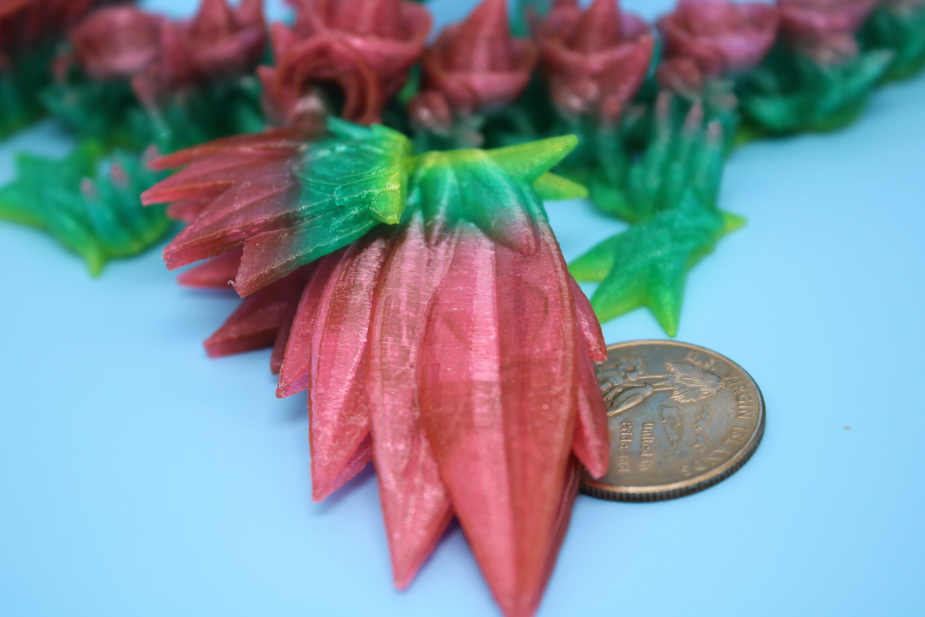 Flexible Miniature Baby Rose Wing Dragon | Rainbow | 3D printed articulating Toy Fidget | Flexi Toy 8.5 in. head to tail | Stress Relief.