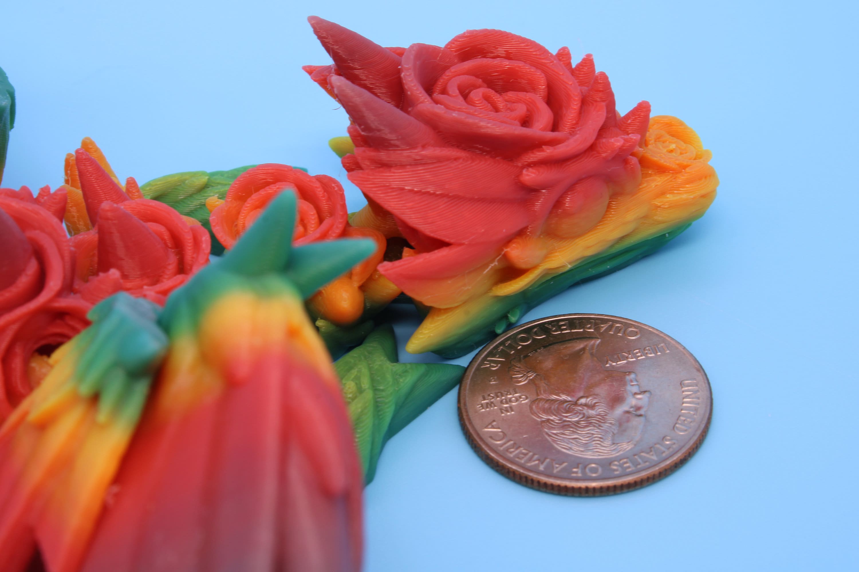 Miniature Baby Rose Wing Dragon | Rainbow | 3D printed articulating Toy Fidget | Flexi Toy 8.5 in. head to tail | Stress Relief Gift