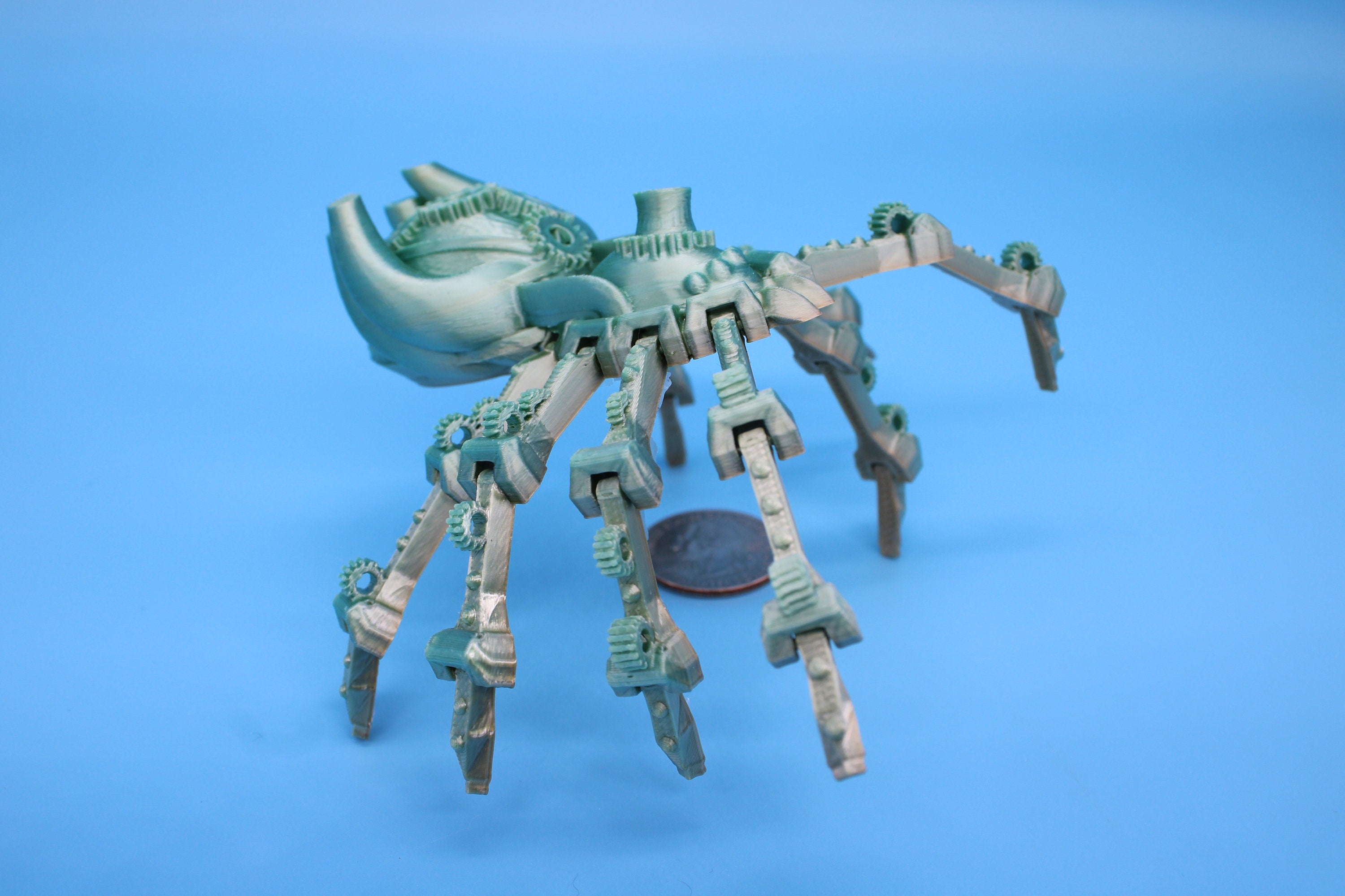 Rainbow Steam Punk Spider. Steam Punk Spider 3D printed articulating spider . flexi Toy, 5.75 in. Stress Relief, Gift.