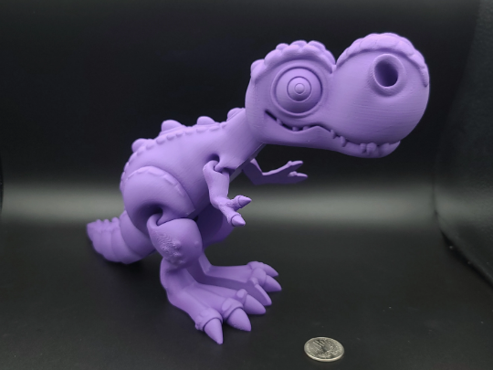 Articulating Purple Flexi T-Rex Articulated 3D Printed. 13in. Tyrannosaurus. Super cute dinosaur. Great fidget toy. Desk buddy. Sensory toy.