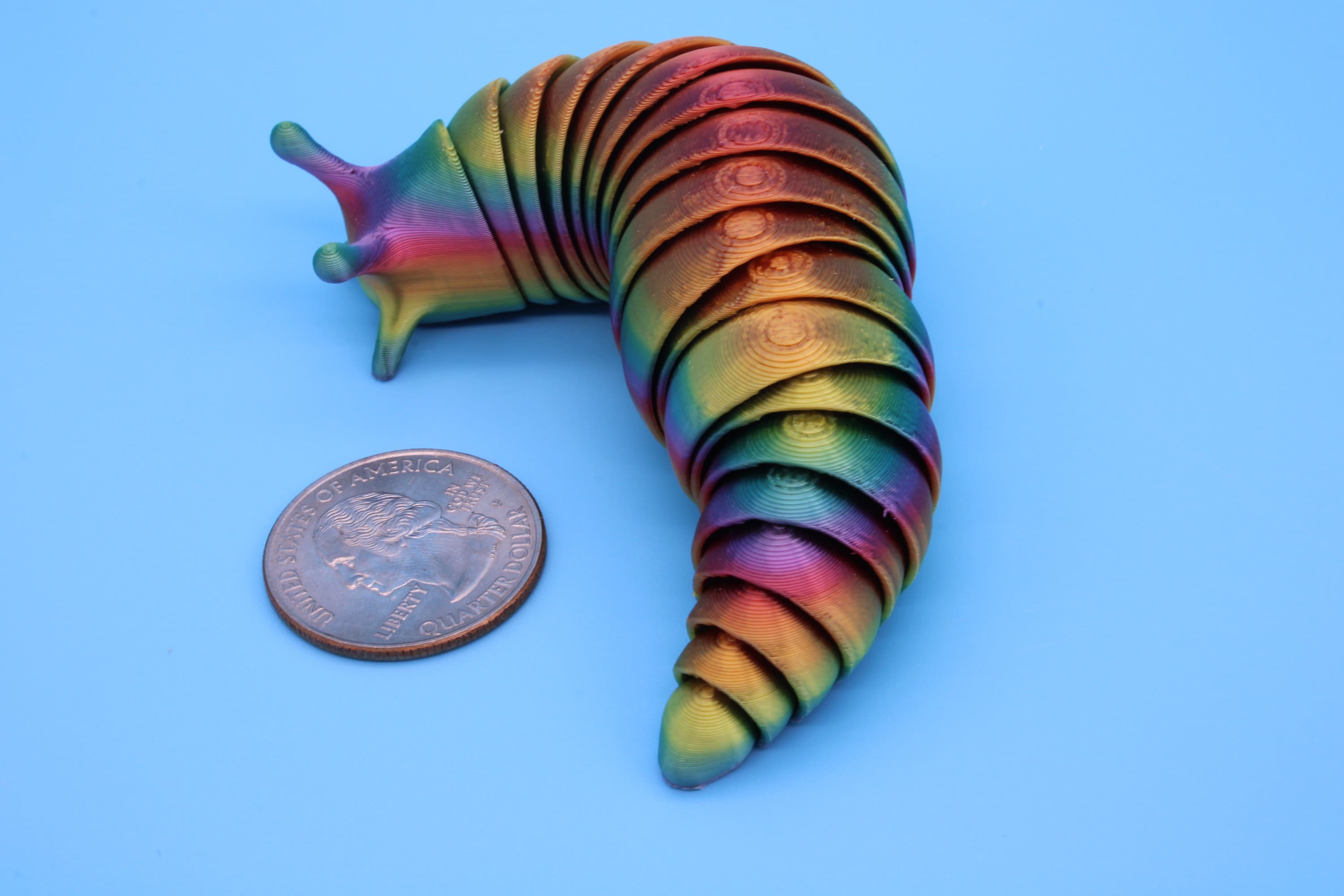 Flexi Slug | 4 in. Cute Slug | 3D printed articulating Slug | Flexi Toy | Stress Relief, Gift.