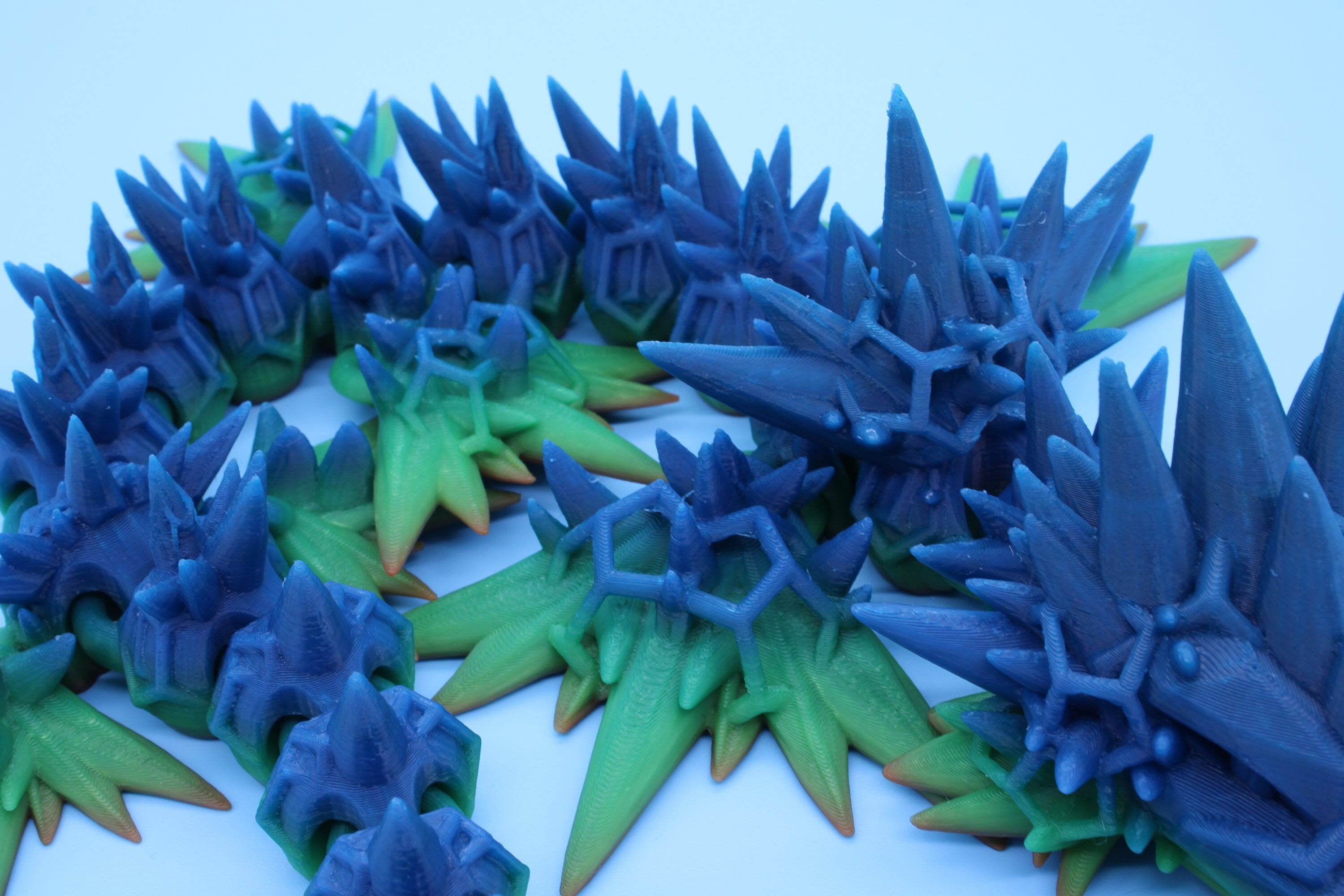 2 Foot Long Void Sea Dragon | 6 Fin Dragon | Multi Color Rainbow | 3D printed Articulating Dragon | Fidget Toy | Sharp Flexi Sensory