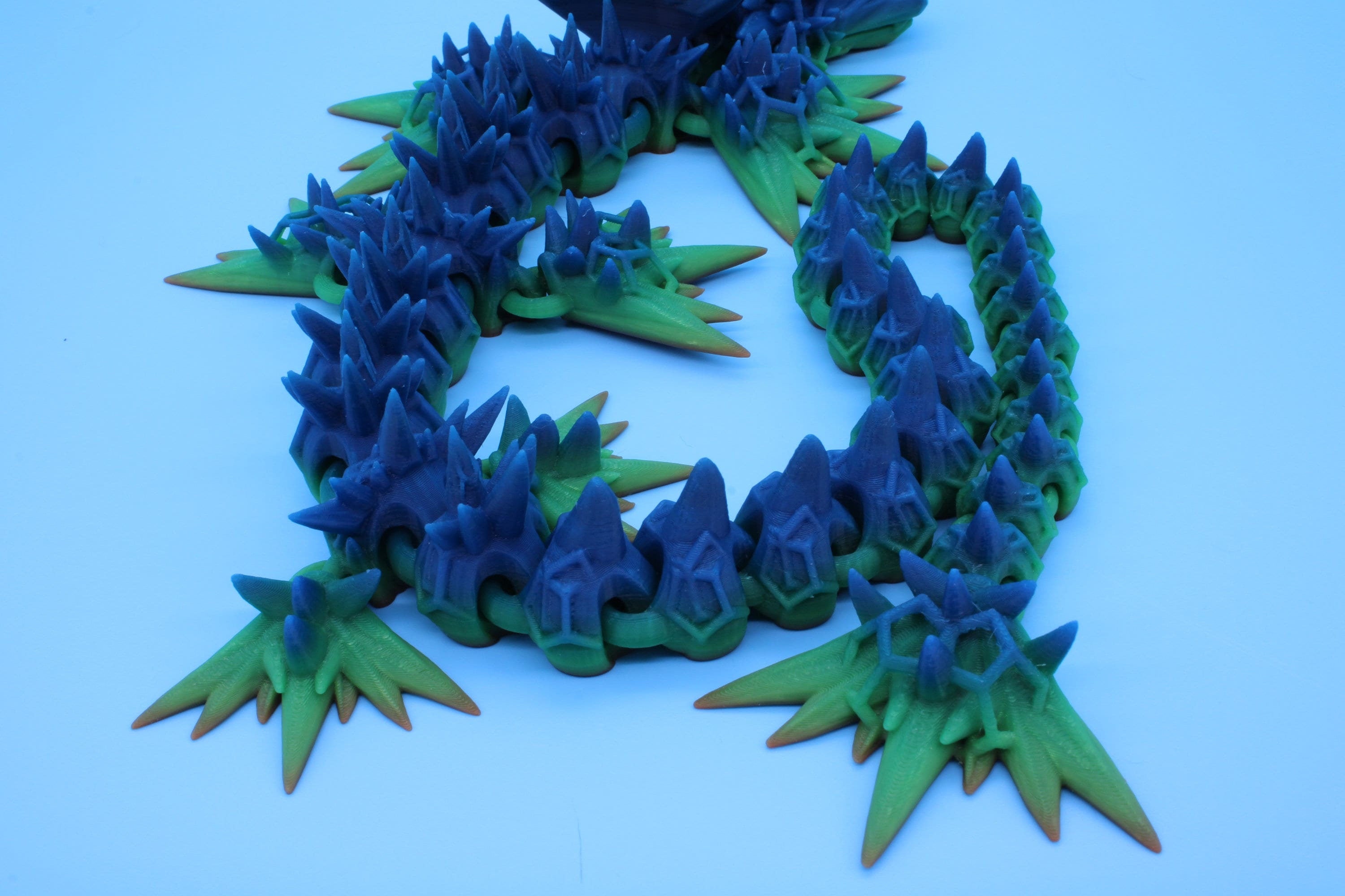 2 Foot Long Void Sea Dragon | 6 Fin Dragon | Multi Color Rainbow | 3D printed Articulating Dragon | Fidget Toy | Sharp Flexi Sensory