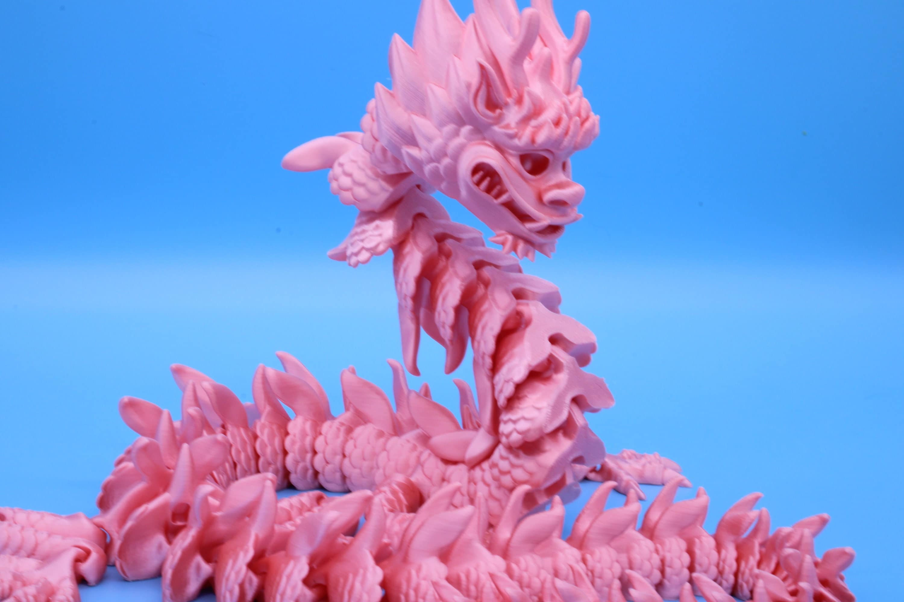 Imperial Dragon- Pink | 27 in. | Fidget Toy Dragon | 3D printed | Pet Flexi Dragon | Stress Relief Gift